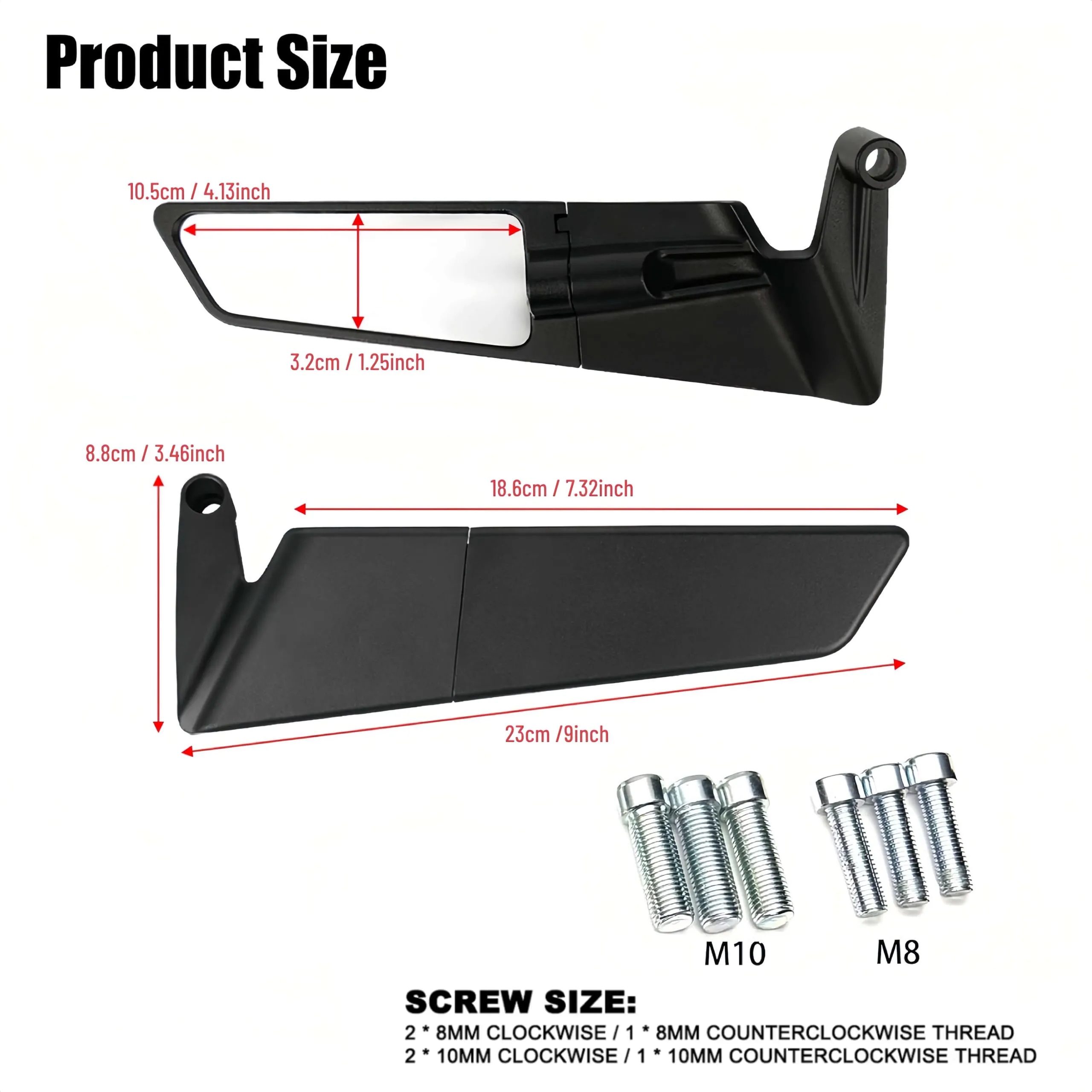 Proock Specchietti Retrovisori Moto Manubrio Stealth Wind per Z650 Z900 Z1000 Duke 390 790 1292 MT07 MT09, Nero - immagine 2