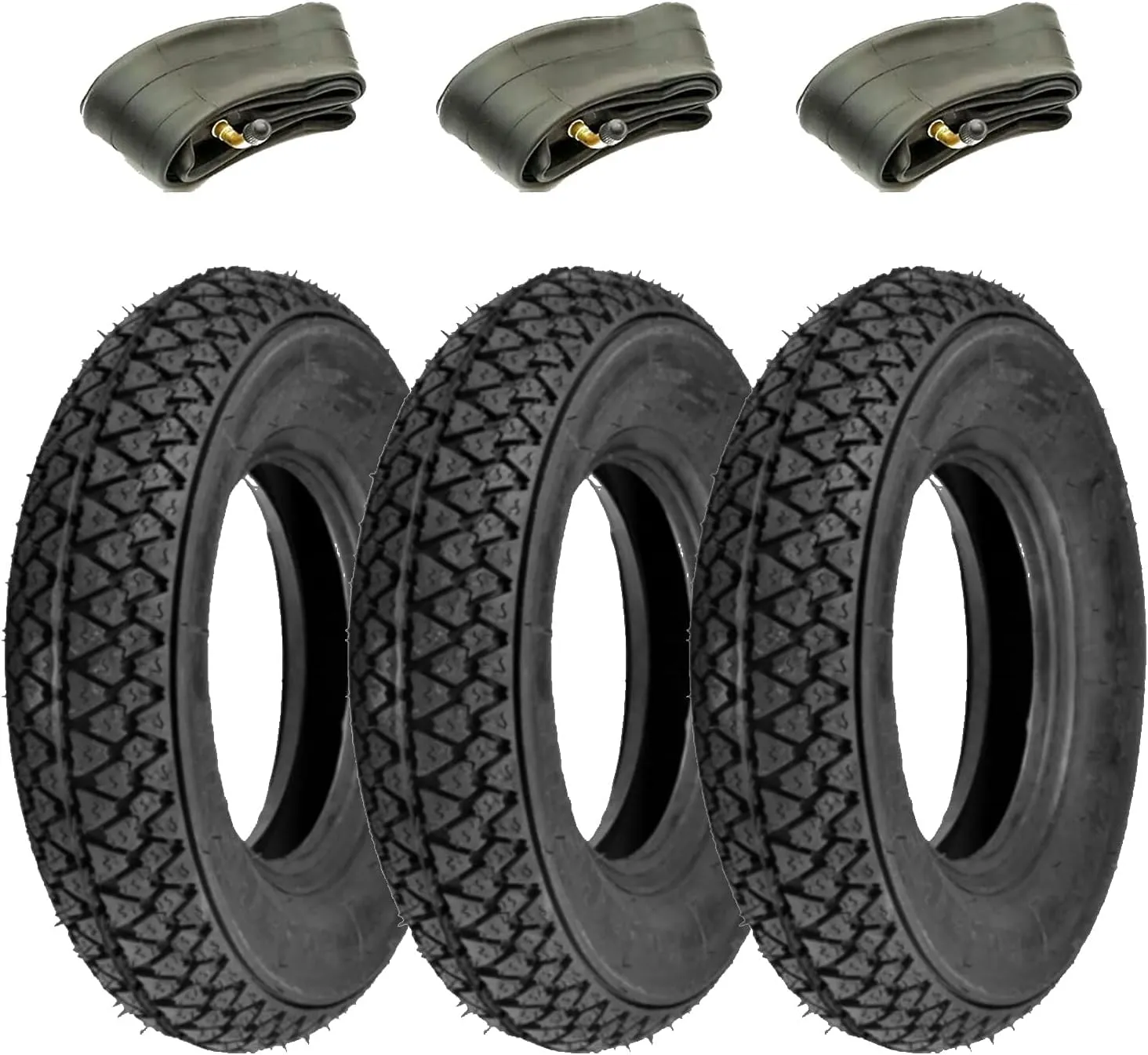 Union Set 3 Pneumatici 100/90-10 e 3 Camere d'aria per Piaggio Ape Scooter Vespa Vespone 61L Disegno Michelin S83 - immagine 1