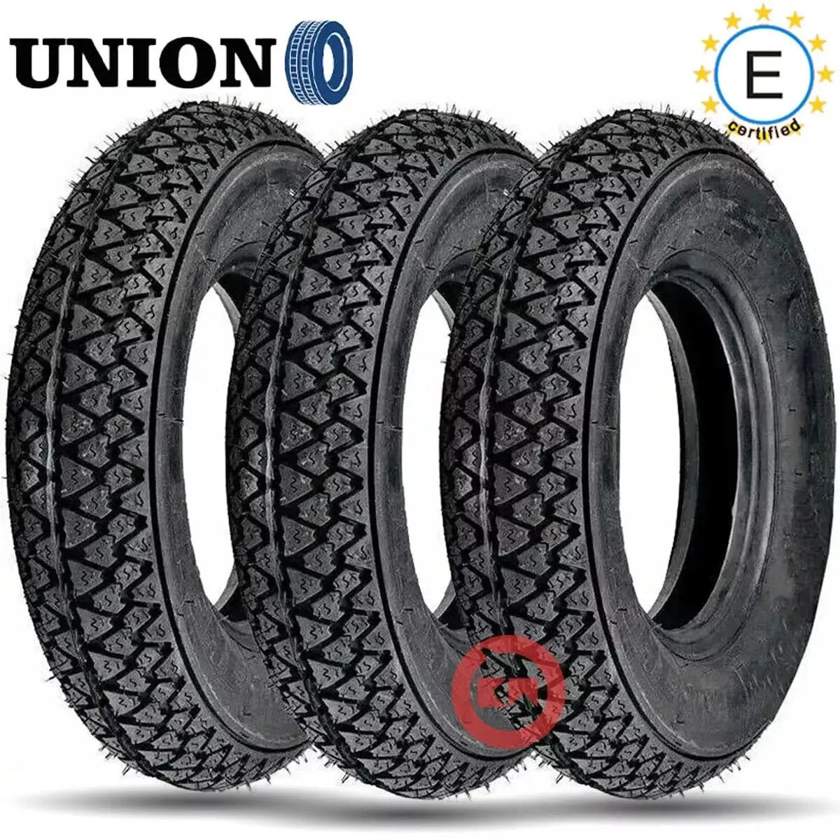 Union Set 3 Pneumatici 100/90-10 e 3 Camere d'aria per Piaggio Ape Scooter Vespa Vespone 61L Disegno Michelin S83 - immagine 2