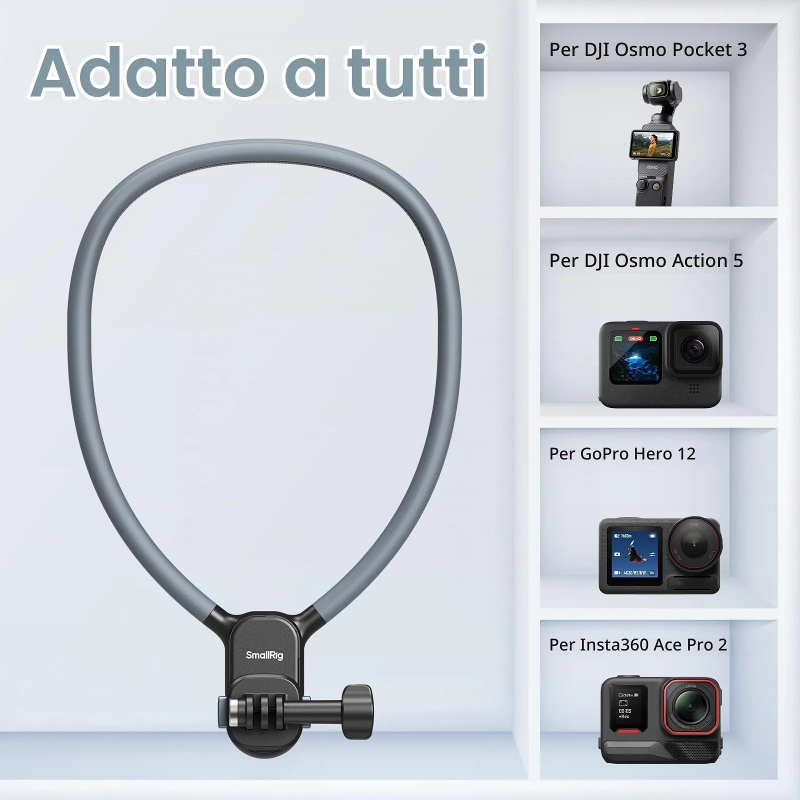 SmallRig Supporto Collo Magnetico One-Click for Action Camera - 5126 - immagine 7
