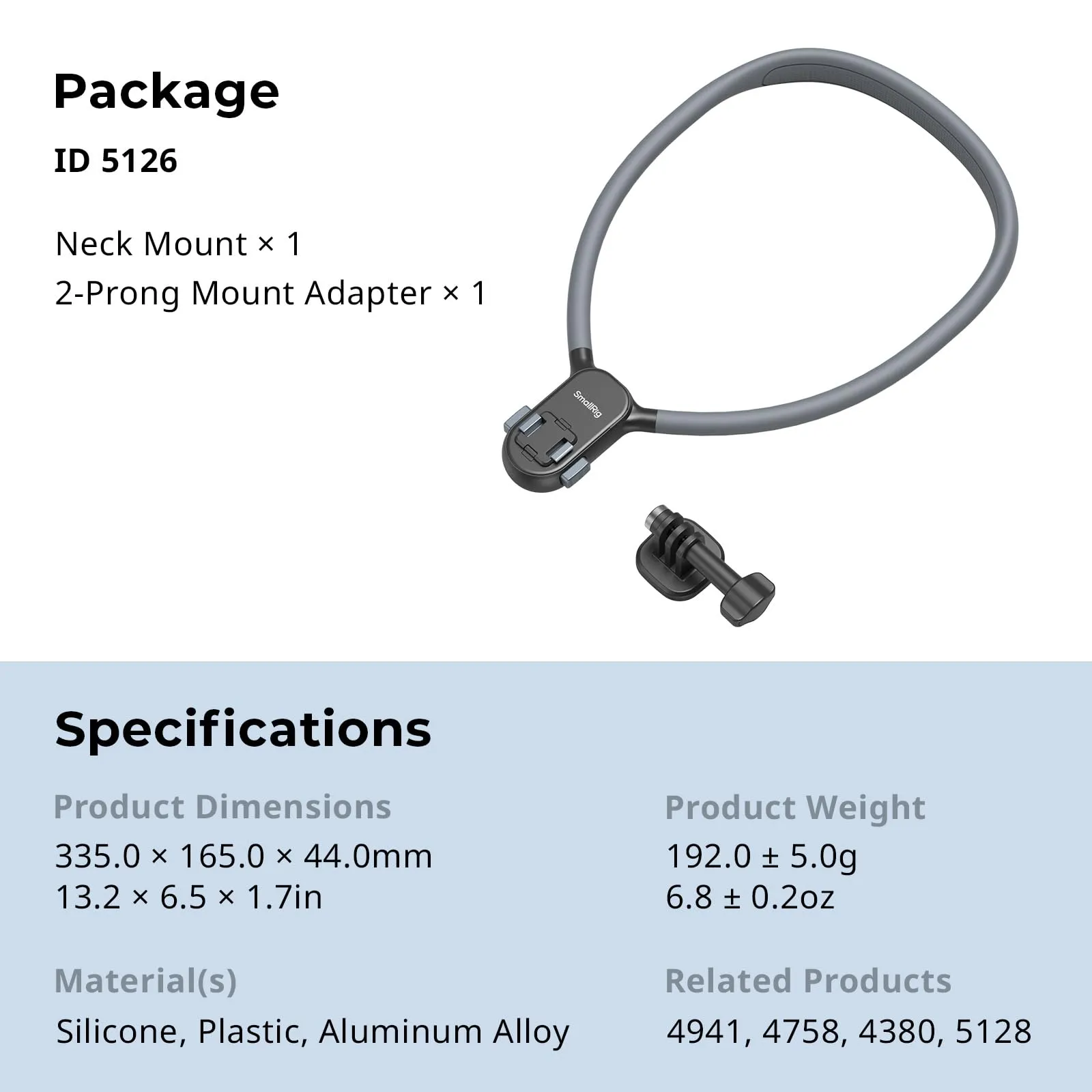 SmallRig Supporto Collo Magnetico One-Click for Action Camera - 5126 - immagine 8