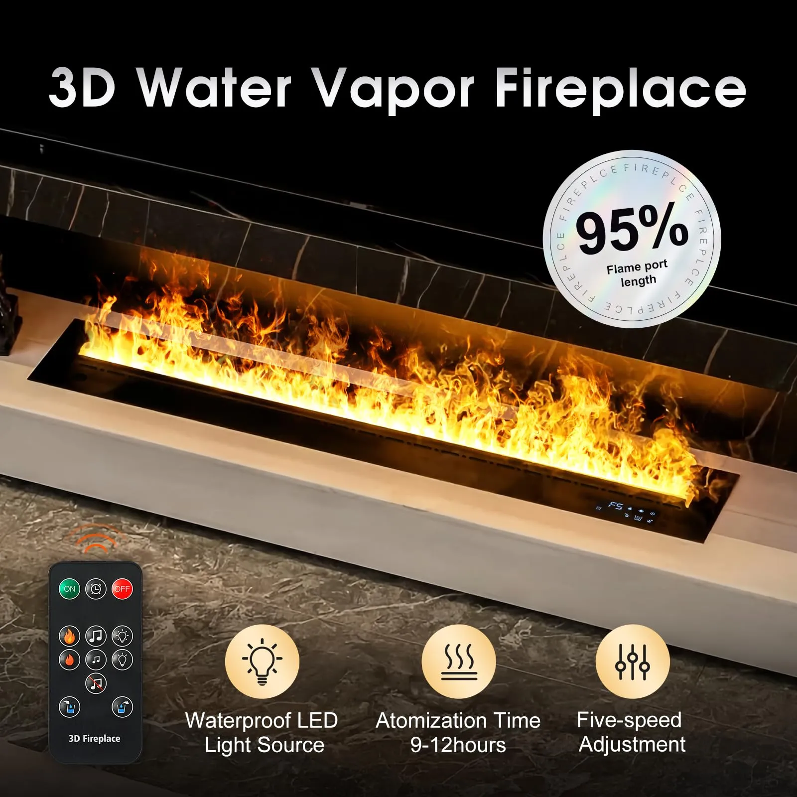 LIMERRI Camino a vapore acqueo elettrico con fiamma 3D, 50 cm, BILU-DAN-500 - immagine 5