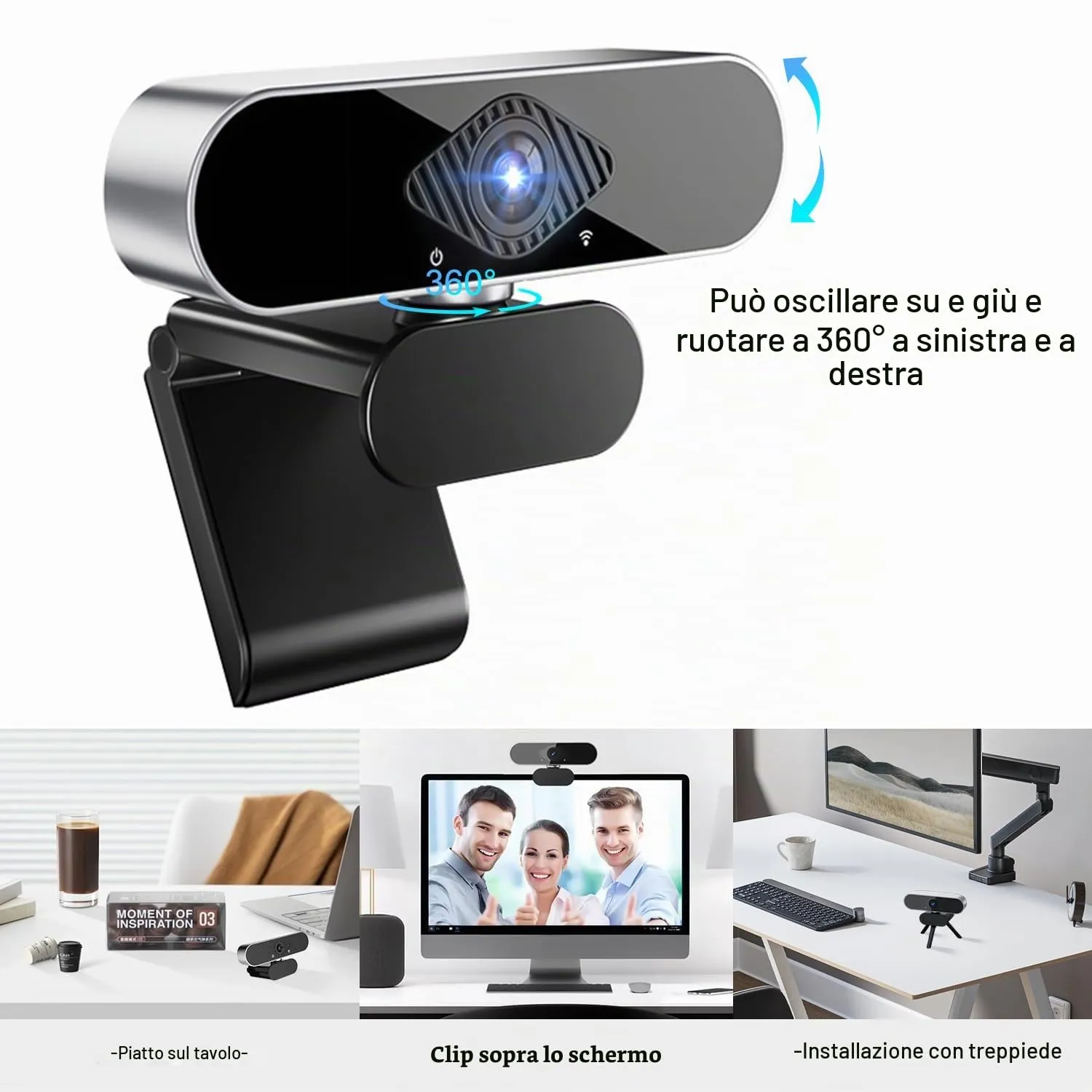 DAILINK Webcam Full HD 1080p con Microfono USB, Regolabile a 360°, Plug & Play per PC, Laptop, Mac, Zoom, Gaming, Twitch - immagine 6