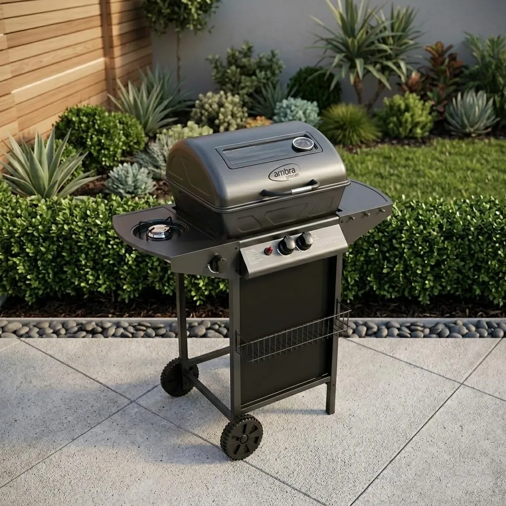 Ambra Garden Alabama Barbecue a Gas a Pietra Lavica 2,9Kw Nero - immagine 3