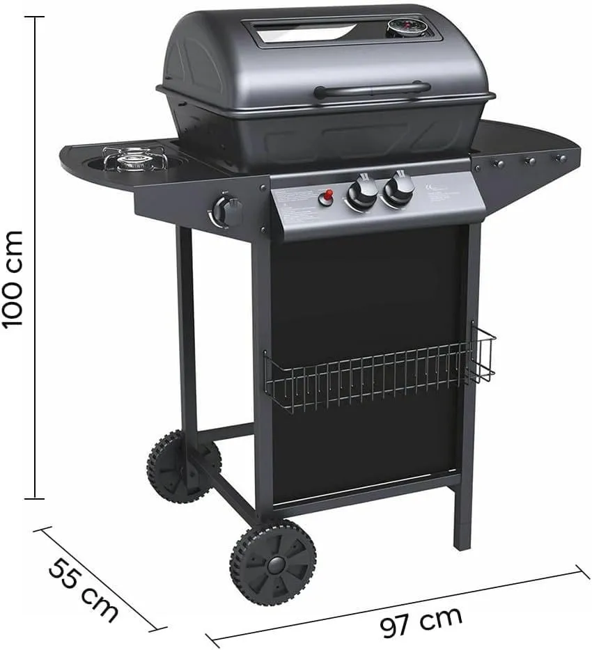 Ambra Garden Alabama Barbecue a Gas a Pietra Lavica 2,9Kw Nero - immagine 5