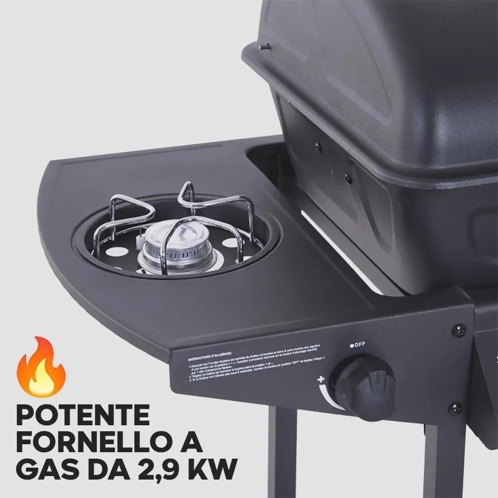 Ambra Garden Alabama Barbecue a Gas a Pietra Lavica 2,9Kw Nero - immagine 7