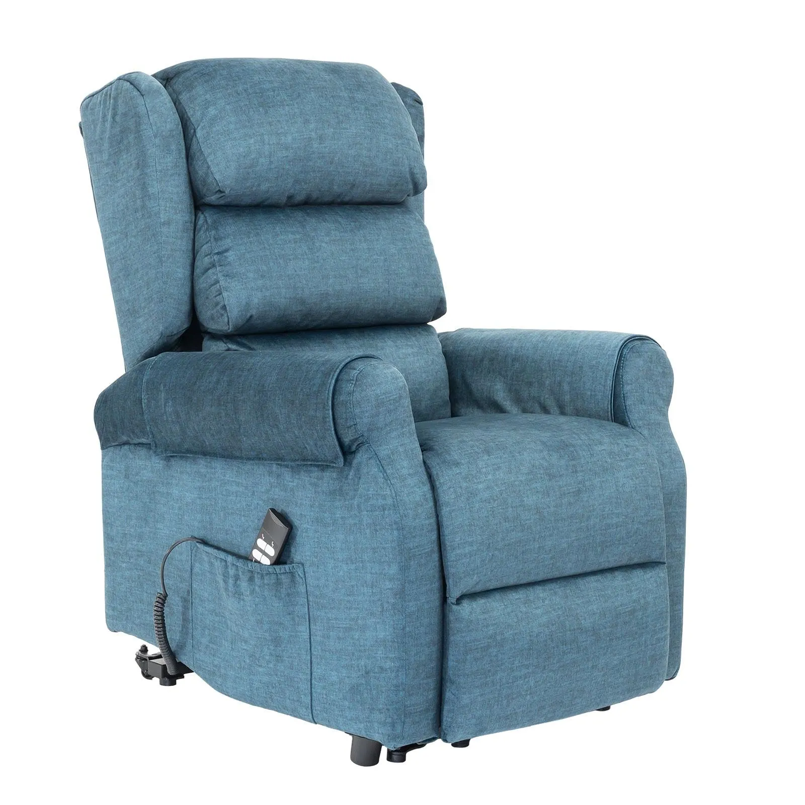 Poltrone Italia Carl Poltrona Relax Elettrica Zero Gravity 2 Motori con Roller System e Alzapersona, Velluto Blu - immagine 1