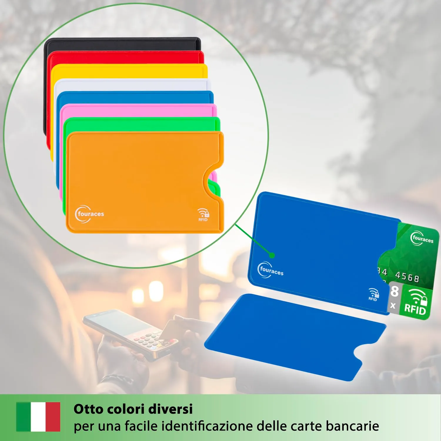 fouraces Porta Tessere con Protezione RFID, 8 Pezzi - immagine 3
