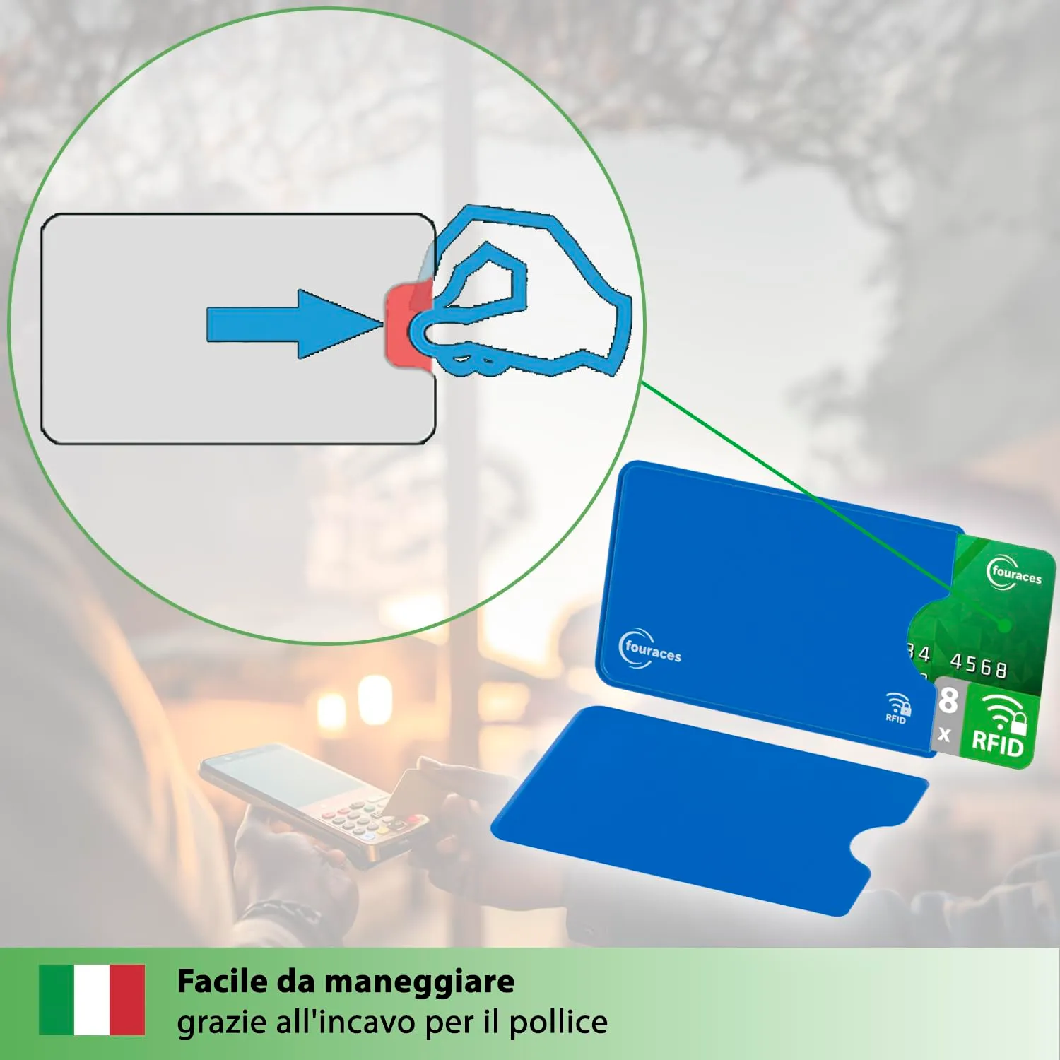 fouraces Porta Tessere con Protezione RFID, 8 Pezzi - immagine 4