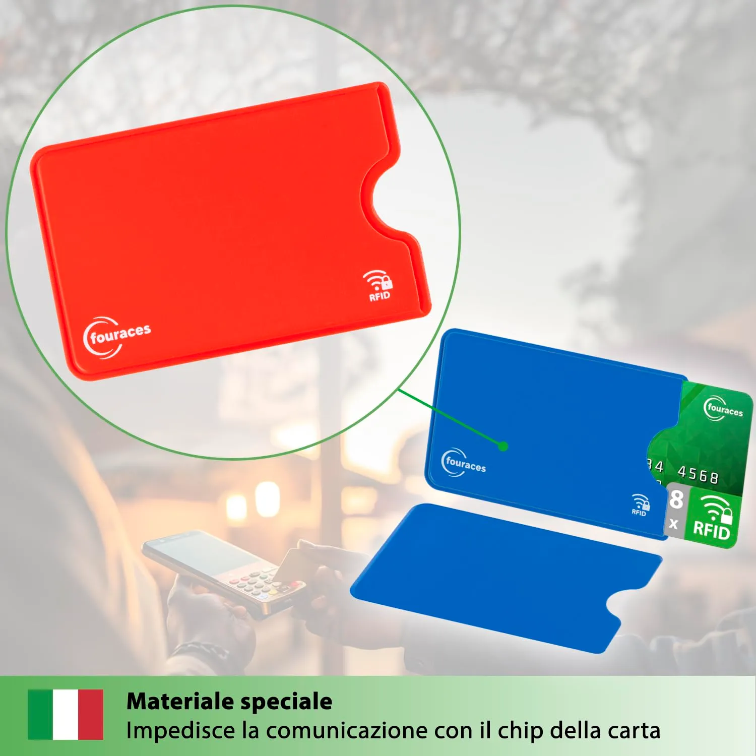 fouraces Porta Tessere con Protezione RFID, 8 Pezzi - immagine 5