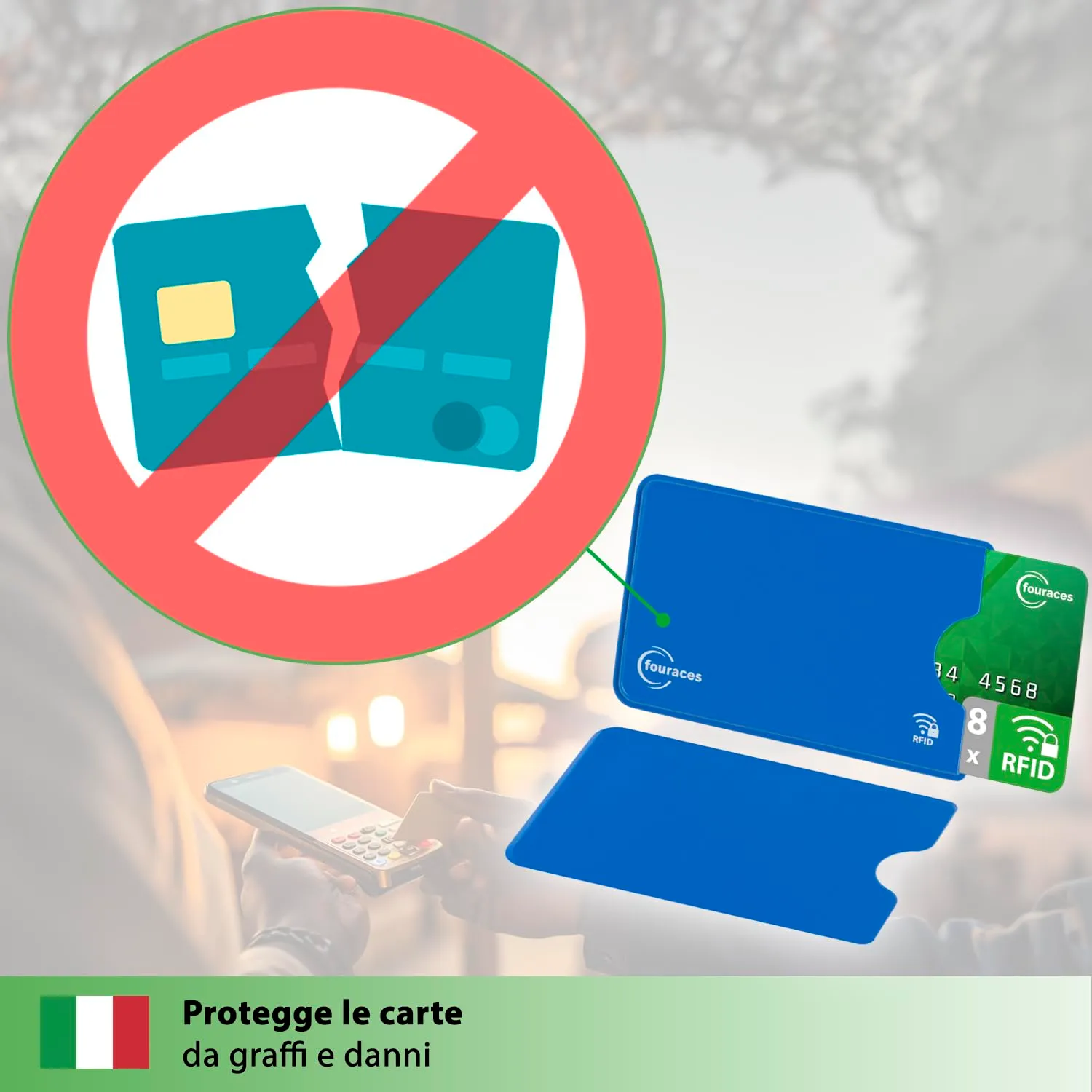 fouraces Porta Tessere con Protezione RFID, 8 Pezzi - immagine 7