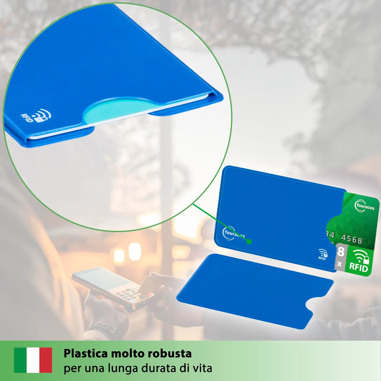 fouraces Porta Tessere con Protezione RFID, 8 Pezzi - immagine 8