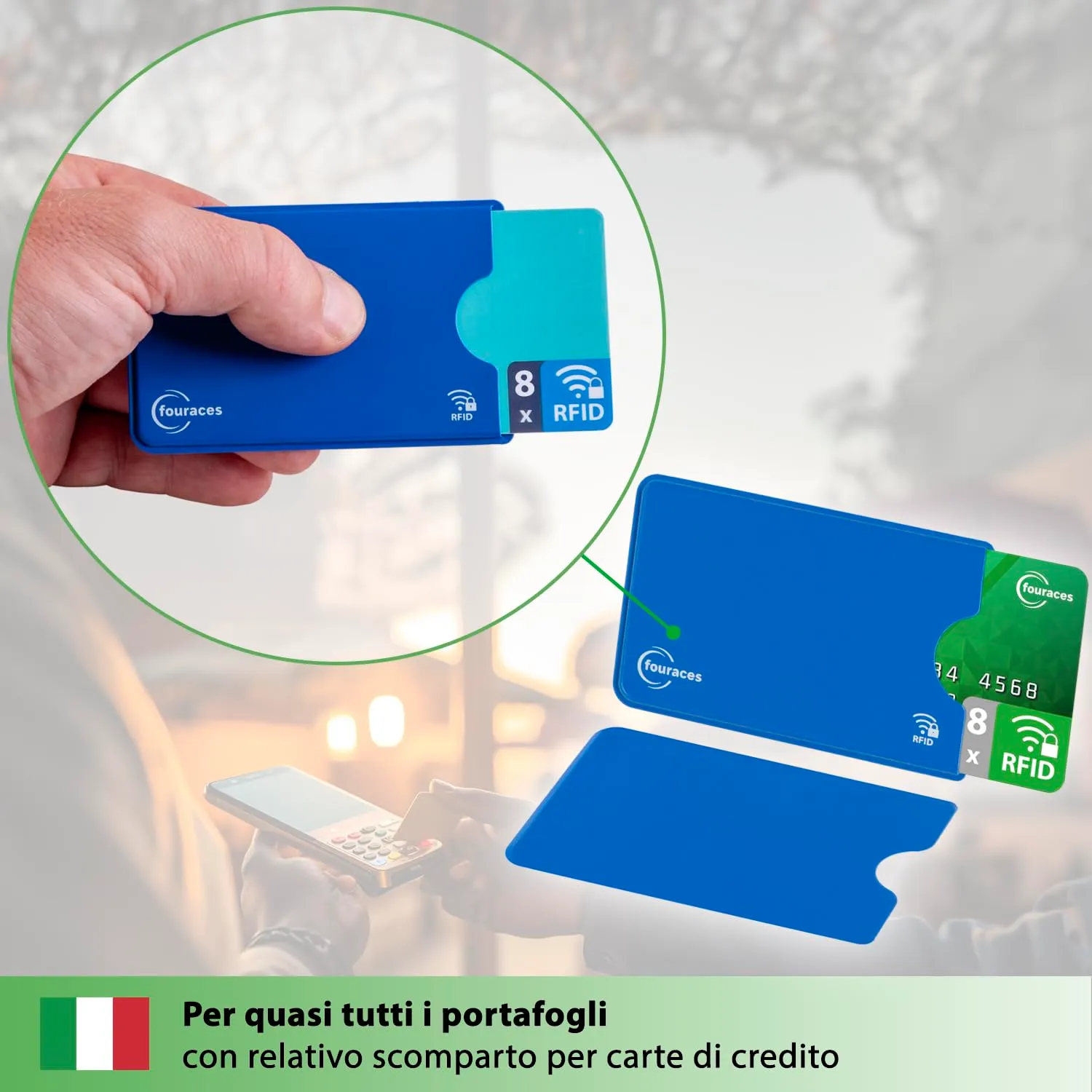 fouraces Porta Tessere con Protezione RFID, 8 Pezzi - immagine 9