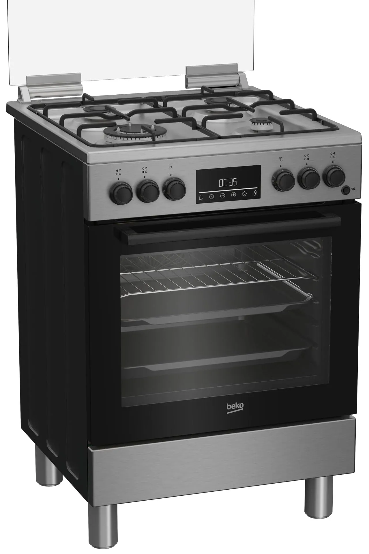 Beko FBE62310GX Cucina a gas con forno elettrico, 4 fuochi, 60x60 cm, Inox - immagine 2