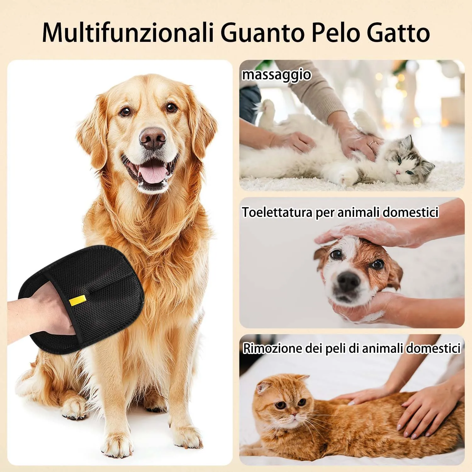 Kunoli Guanto Rimuovi Peli per Gatti e Cani, Spazzola per Tappeti e Divani, Nero, Taglia Unica - immagine 5