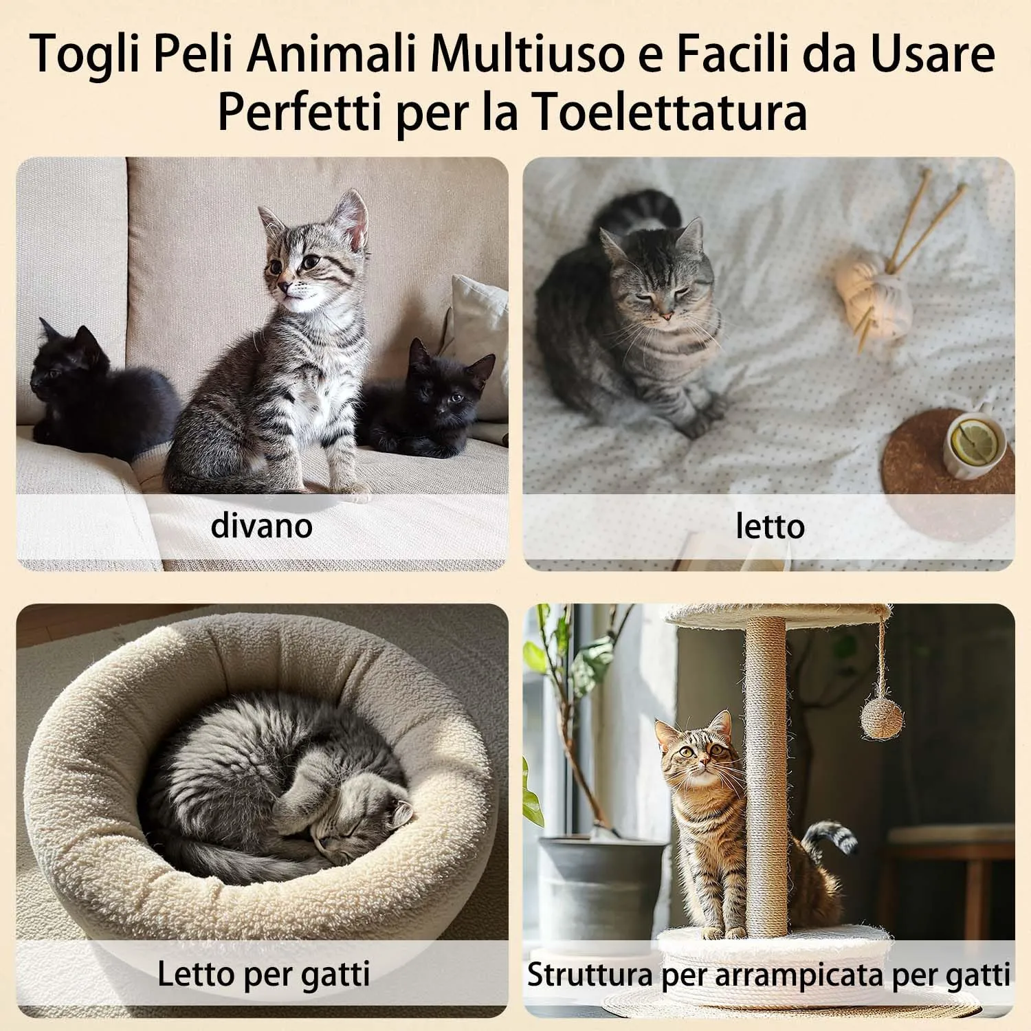 Kunoli Guanto Rimuovi Peli per Gatti e Cani, Spazzola per Tappeti e Divani, Nero, Taglia Unica - immagine 6