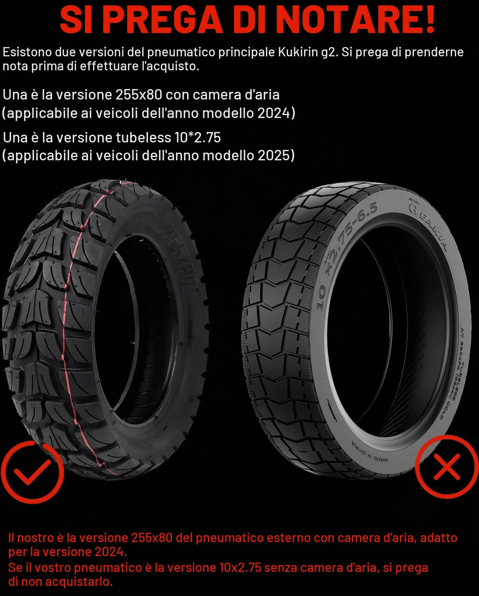 airwak Pneumatico Esterno e Tubo Interno 10 Pollici per Kukirin G2 MAX, Nero - immagine 2