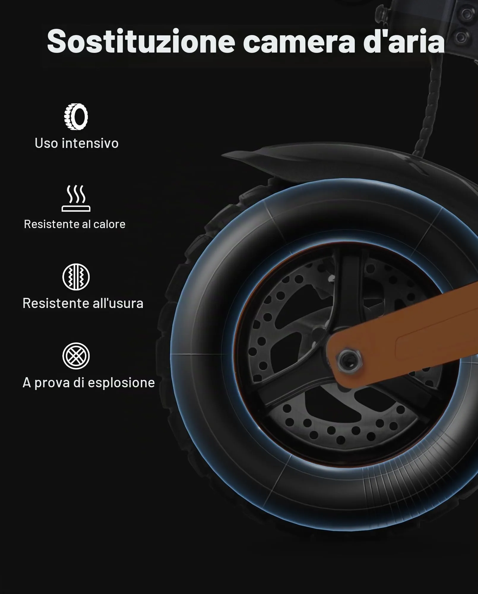 airwak Pneumatico Esterno e Tubo Interno 10 Pollici per Kukirin G2 MAX, Nero - immagine 5