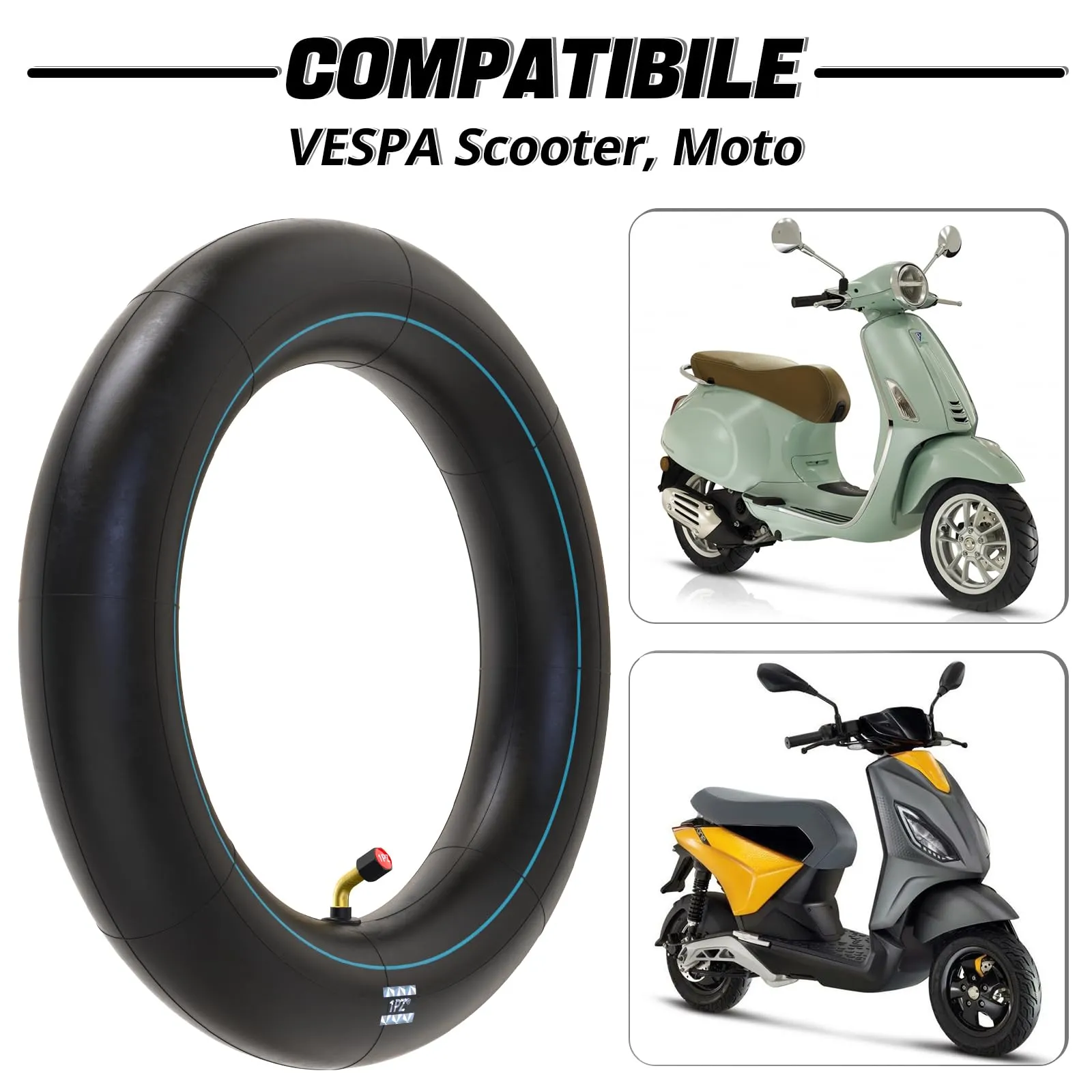 1PZ Camere d'Aria Valvola Piegata 3,00/3,50-10 per Lambretta Vespa 50 (Set da 2) - immagine 5