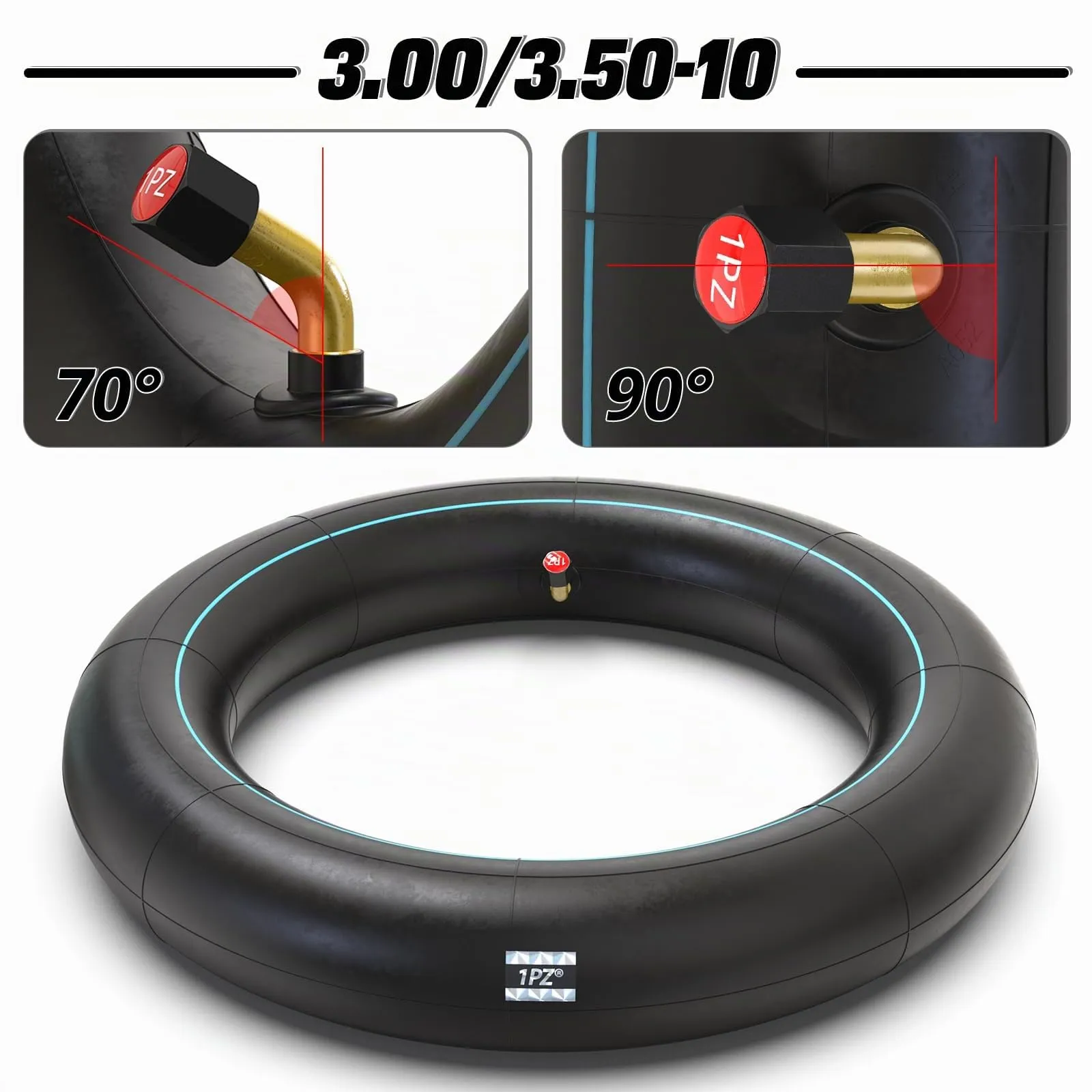 1PZ Camere d'Aria Valvola Piegata 3,00/3,50-10 per Lambretta Vespa 50 (Set da 2) - immagine 6
