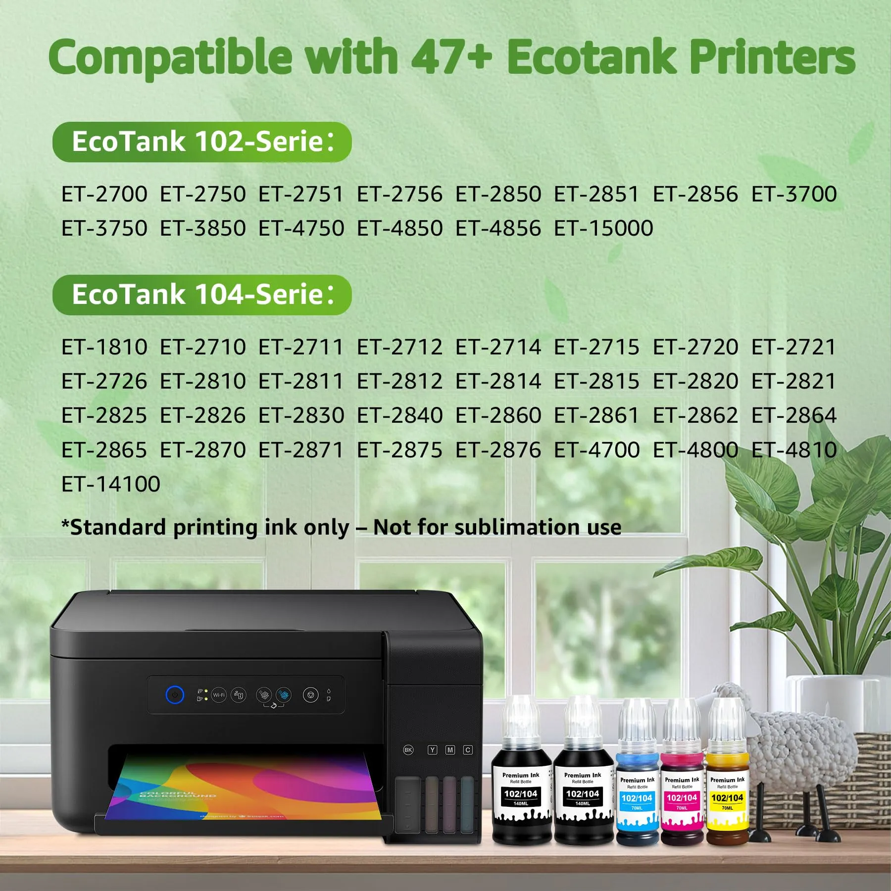 GREENSKY 102 104 Flaconi d'Inchiostro Compatibili con Epson EcoTank 102 e 104 - immagine 2
