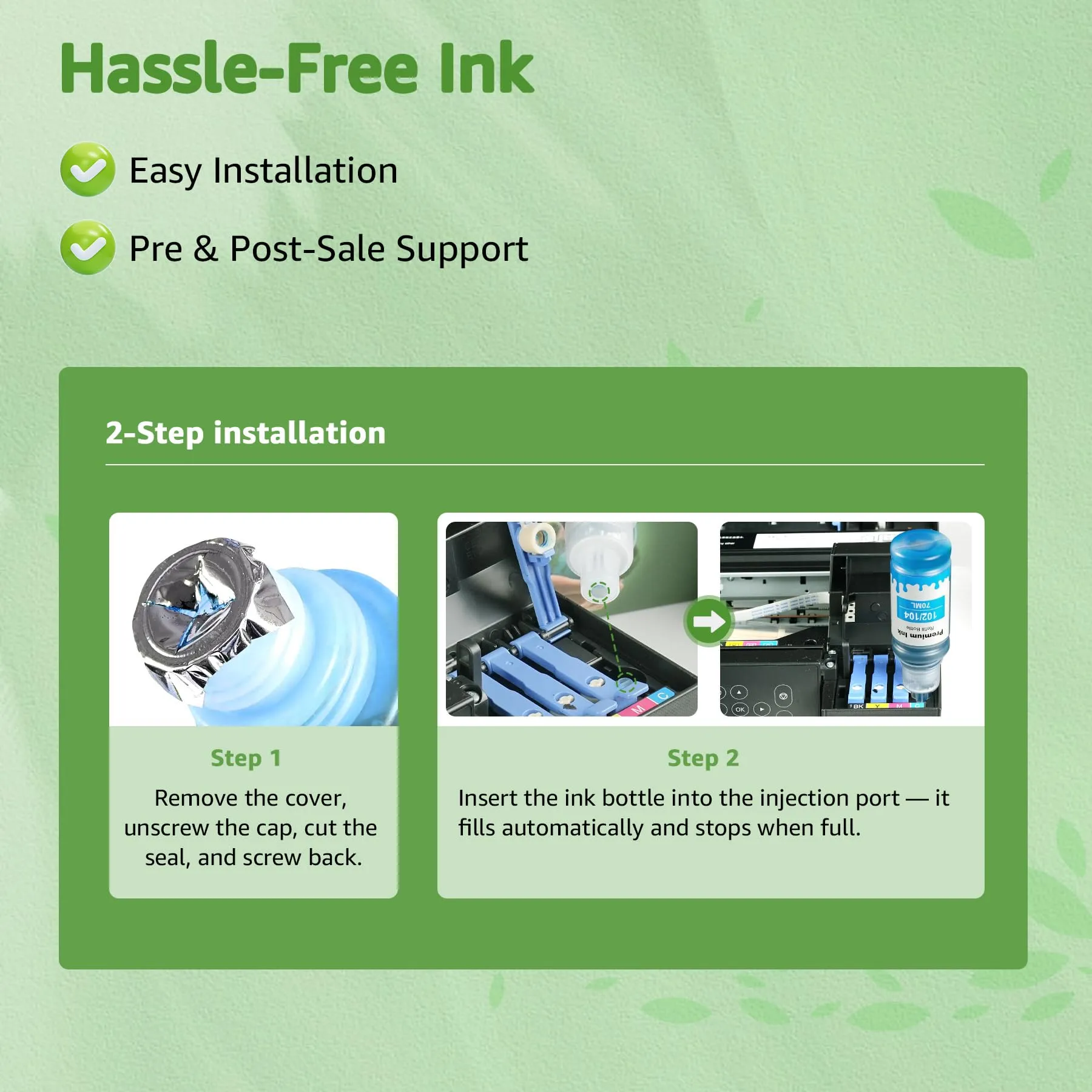 GREENSKY 102 104 Flaconi d'Inchiostro Compatibili con Epson EcoTank 102 e 104 - immagine 7