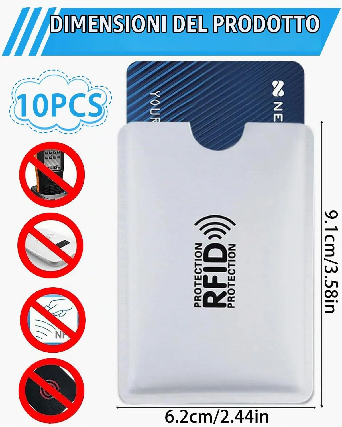 SCJJZ 10 Custodie Blocco RFID per Carte di Credito, Bancomat e Passaporto - immagine 2