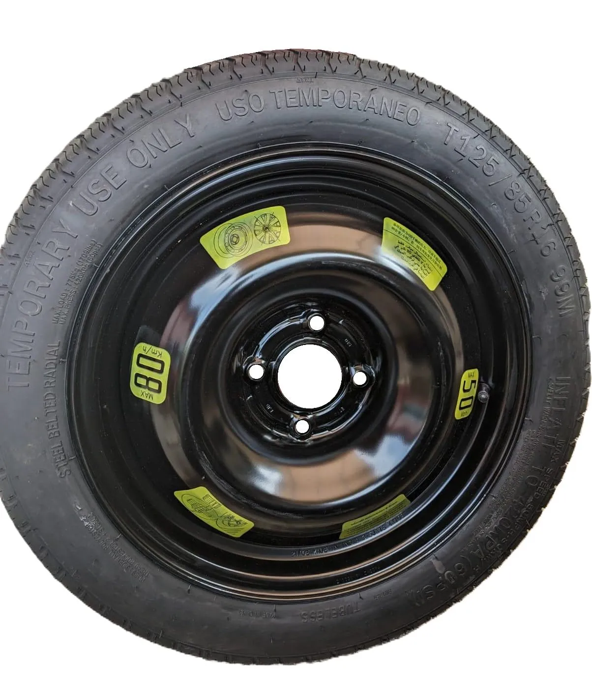 D'ANGELO 1988 Kit Ruotino di Scorta 125/85R16 per Fiat Grande Panda 2025 con Cric, Chiave, Guanti e Sacca - immagine 2