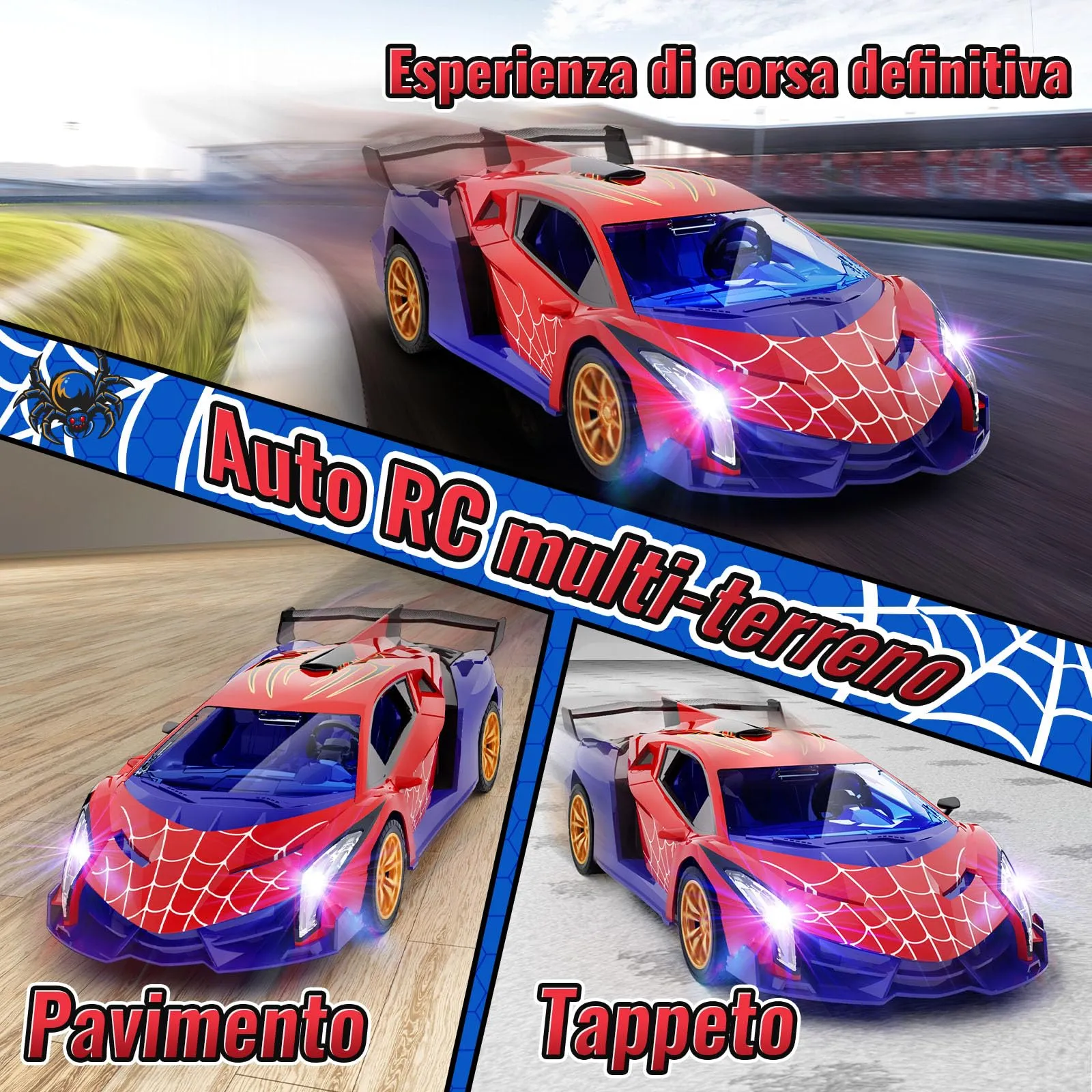 Mirthigig Macchina Telecomandata 1:18, 2.4GHz Drift con Luci LED - immagine 4