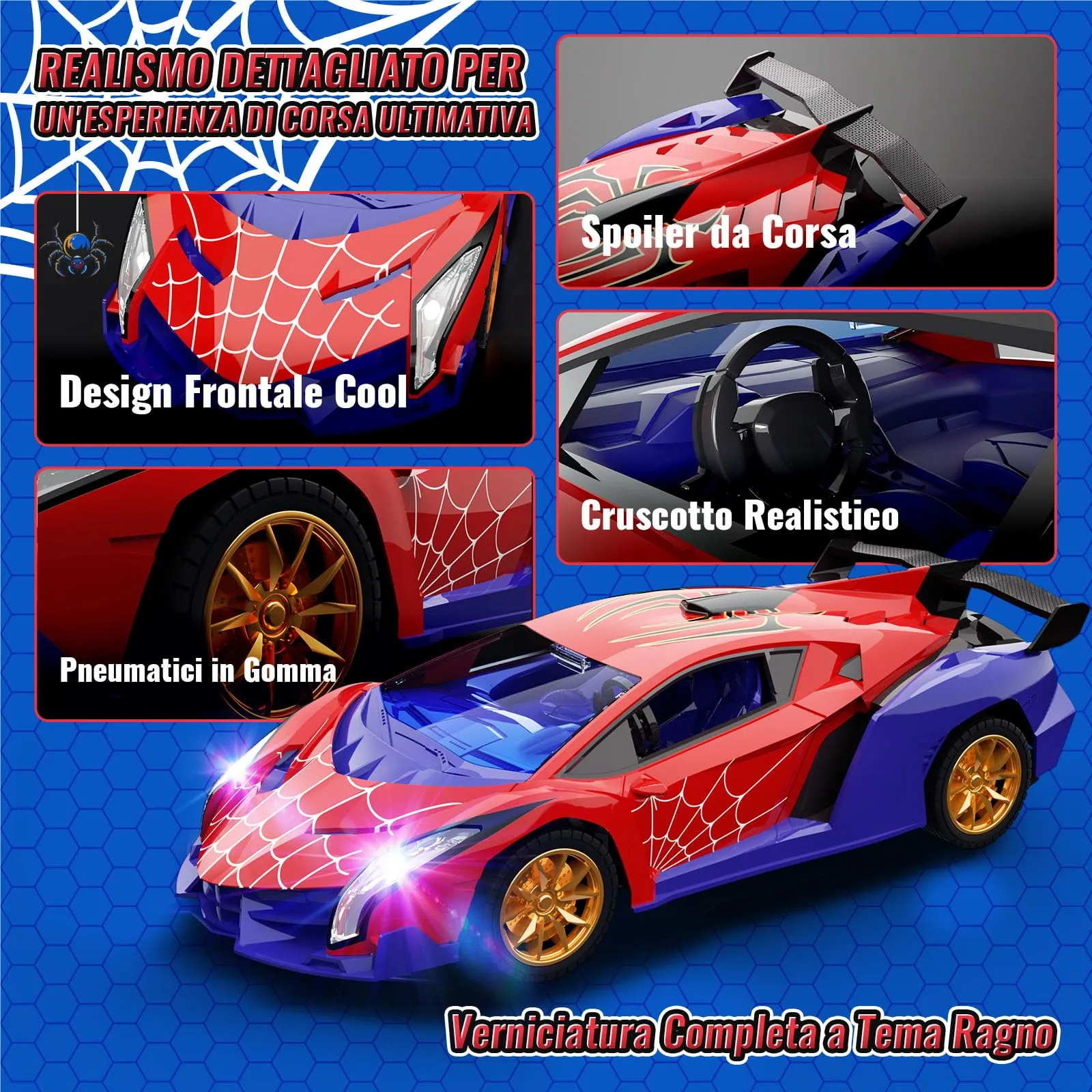 Mirthigig Macchina Telecomandata 1:18, 2.4GHz Drift con Luci LED - immagine 6