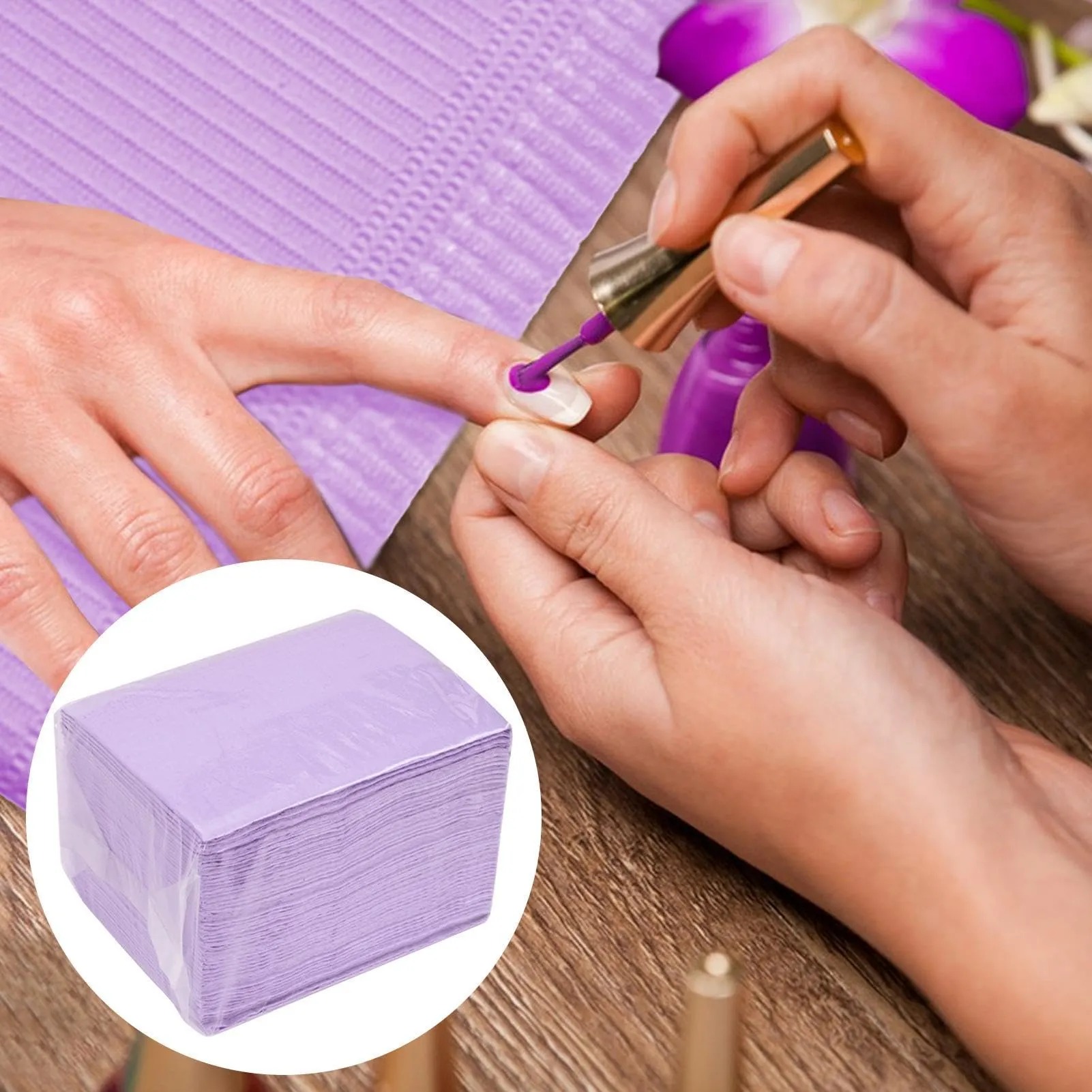 Rehmanniae Tappetini Monouso per Unghie e Tatuaggi, 50 Pezzi, Design a 3 Strati, Viola - immagine 3