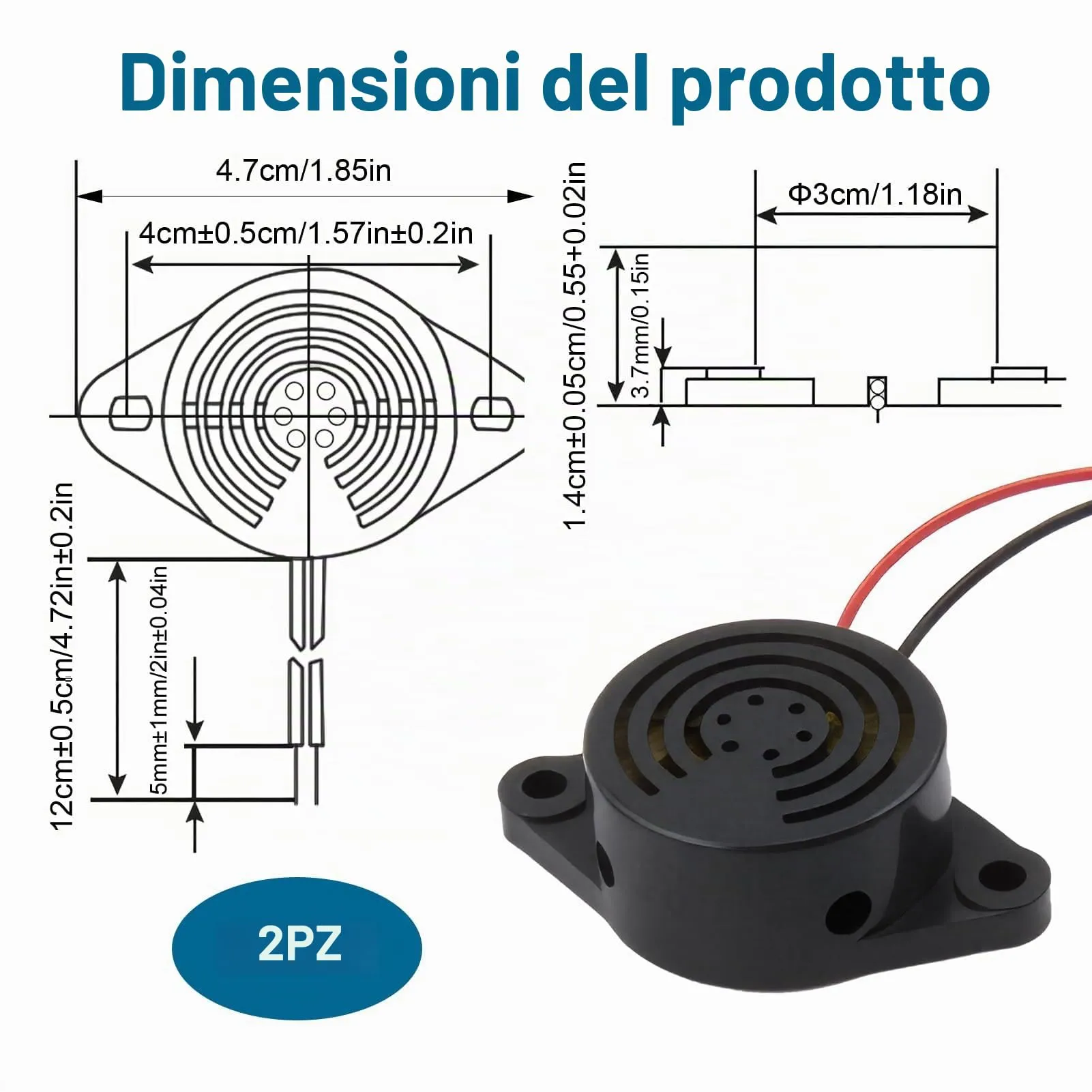 RJLLKD Cicalino Elettronico DC 3-24V 95dB, 2 Pezzi - immagine 2