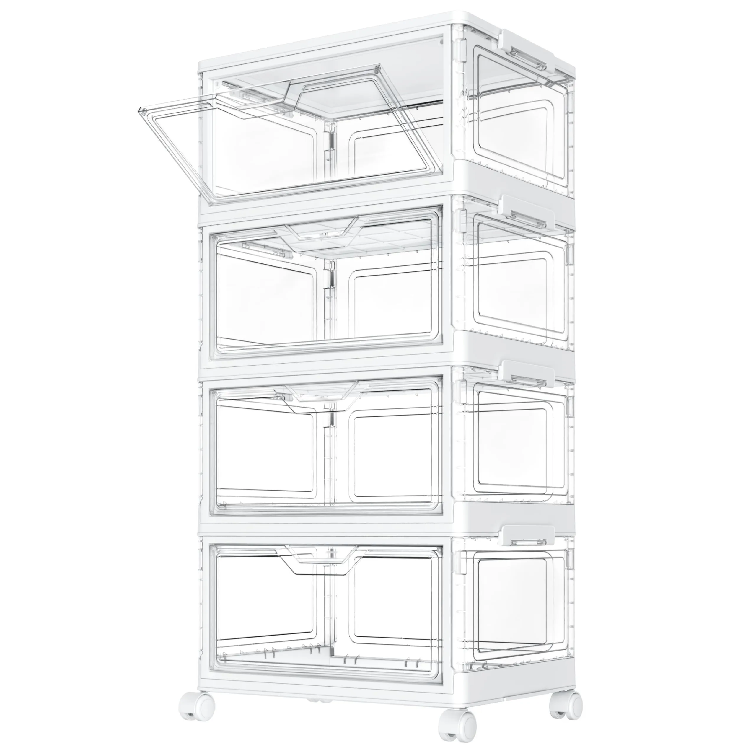 StowBin Scatole Portaoggetti Impilabili con Coperchio, 4 Ripiani, 23L, Trasparenti - immagine 1