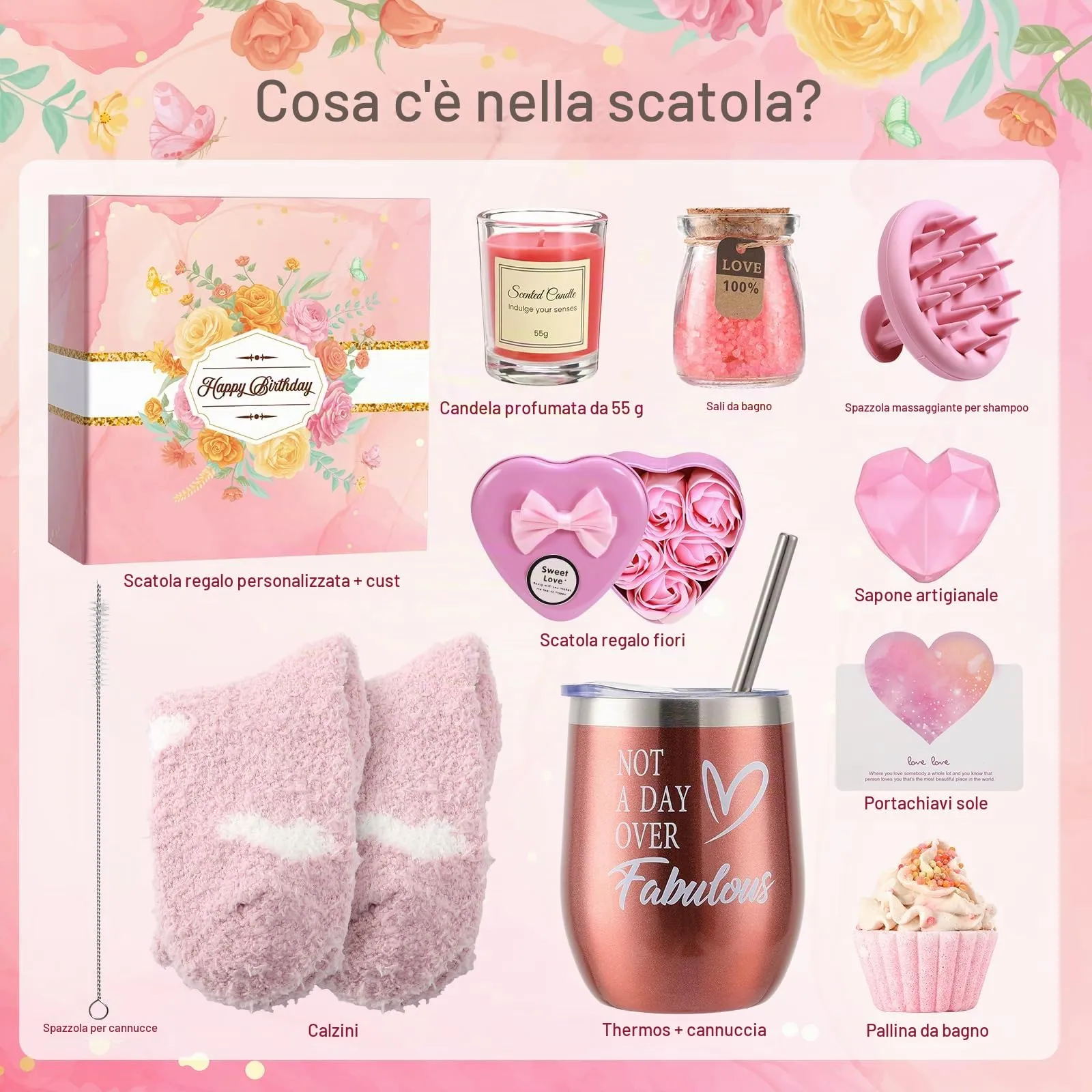 Dromlag Set Cofanetto Regalo Donna, 11 Pezzi SPA e Rilassamento, Rosa - immagine 2
