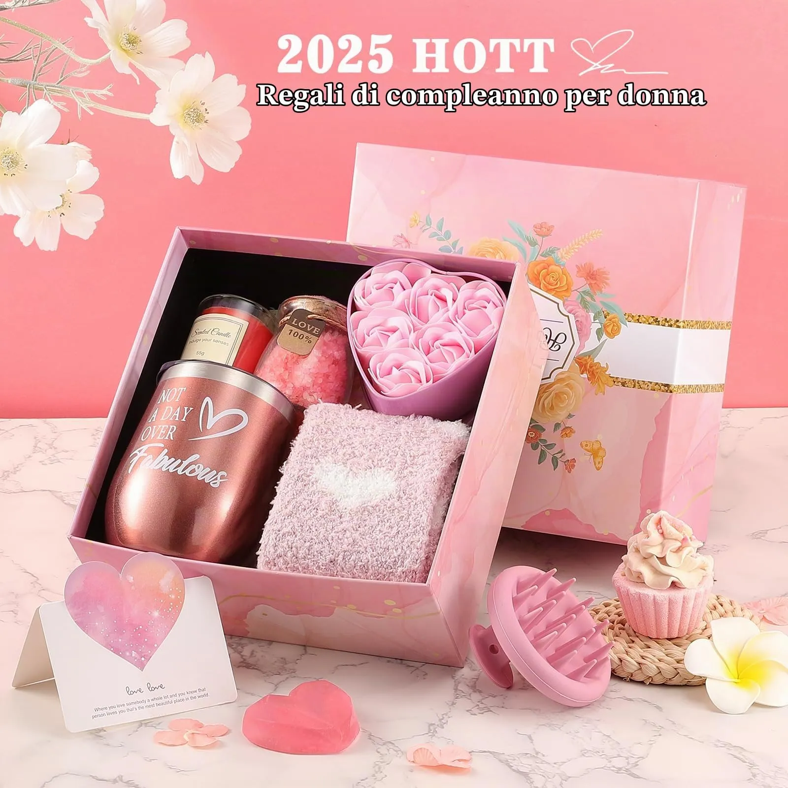 Dromlag Set Cofanetto Regalo Donna, 11 Pezzi SPA e Rilassamento, Rosa - immagine 4