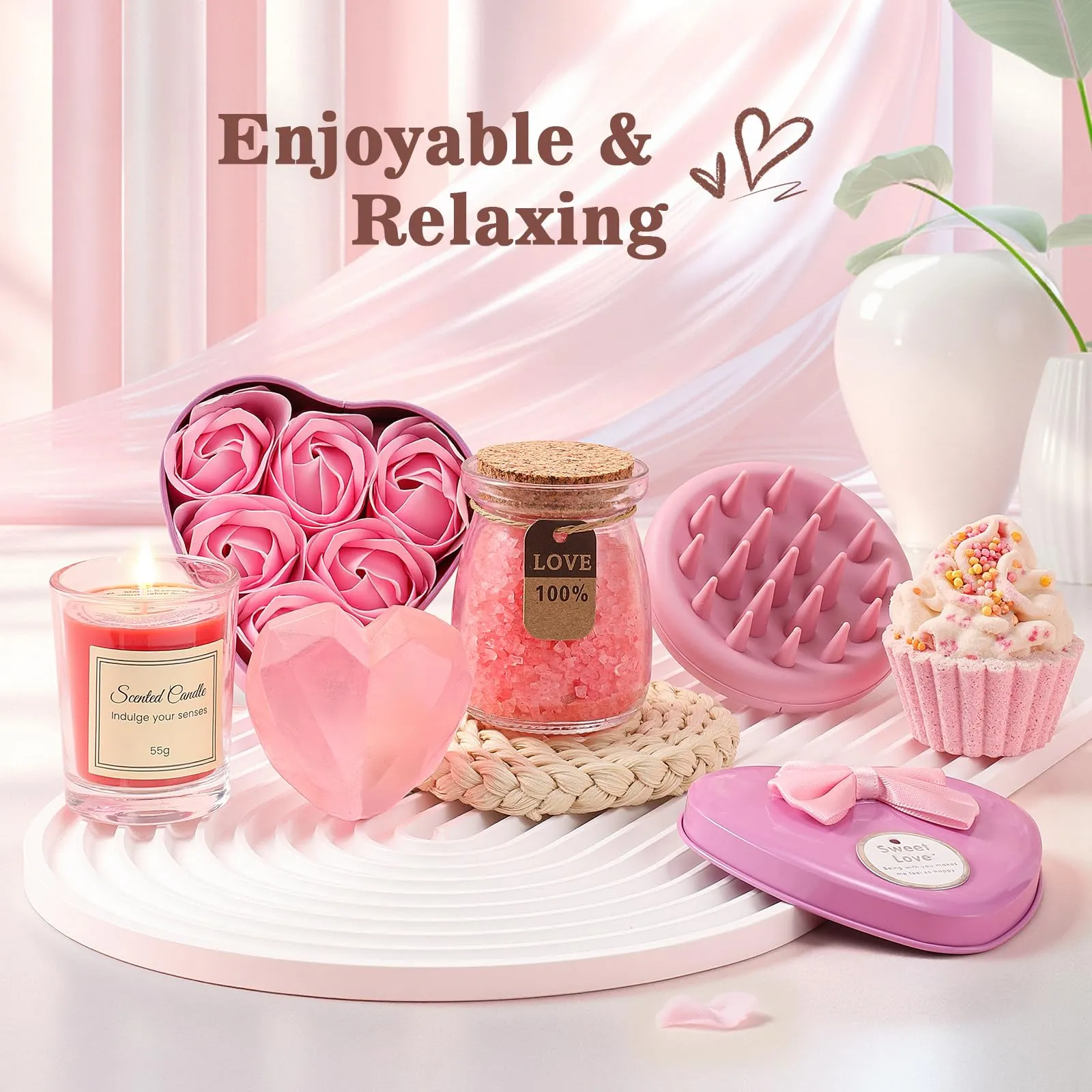 Dromlag Set Cofanetto Regalo Donna, 11 Pezzi SPA e Rilassamento, Rosa - immagine 7