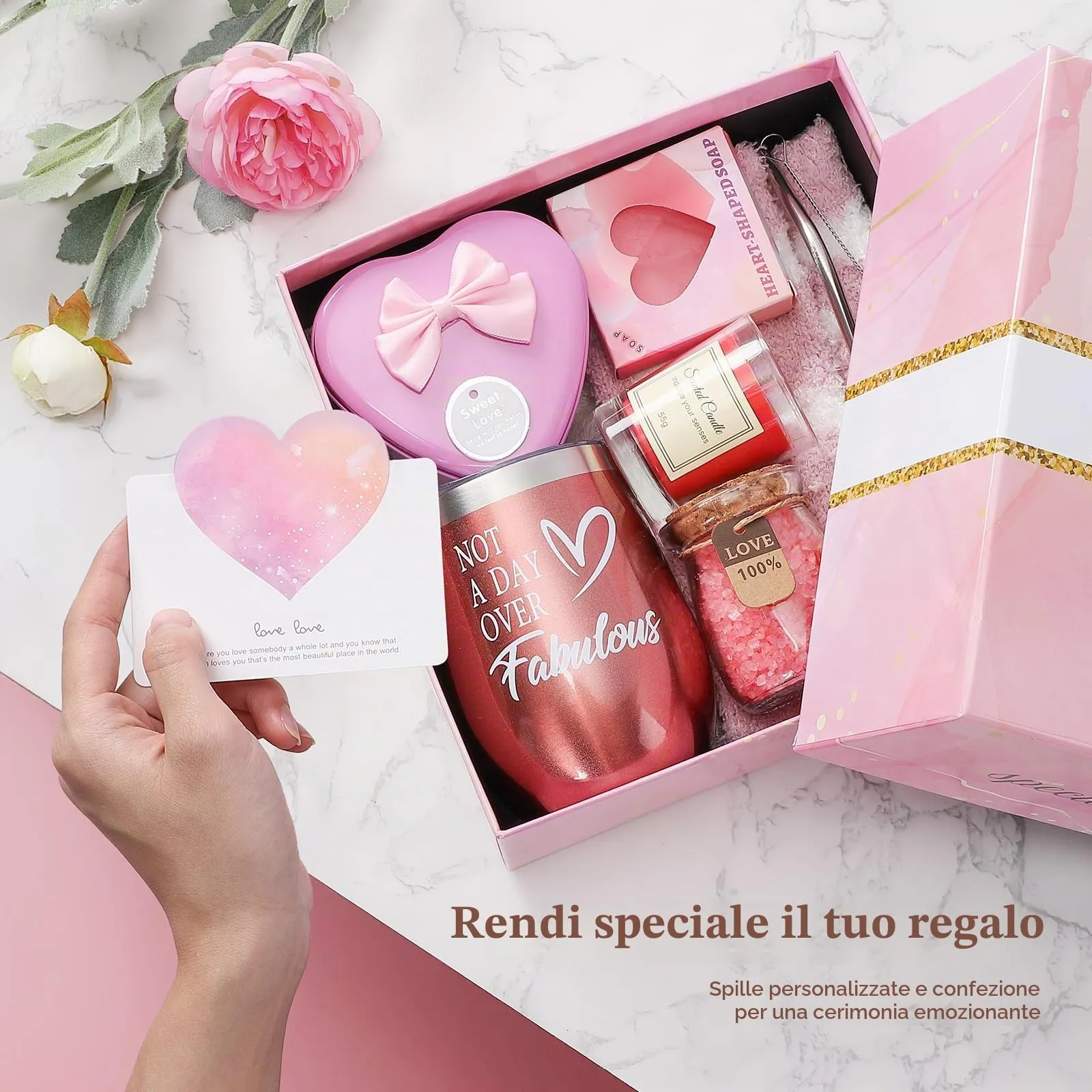 Dromlag Set Cofanetto Regalo Donna, 11 Pezzi SPA e Rilassamento, Rosa - immagine 8