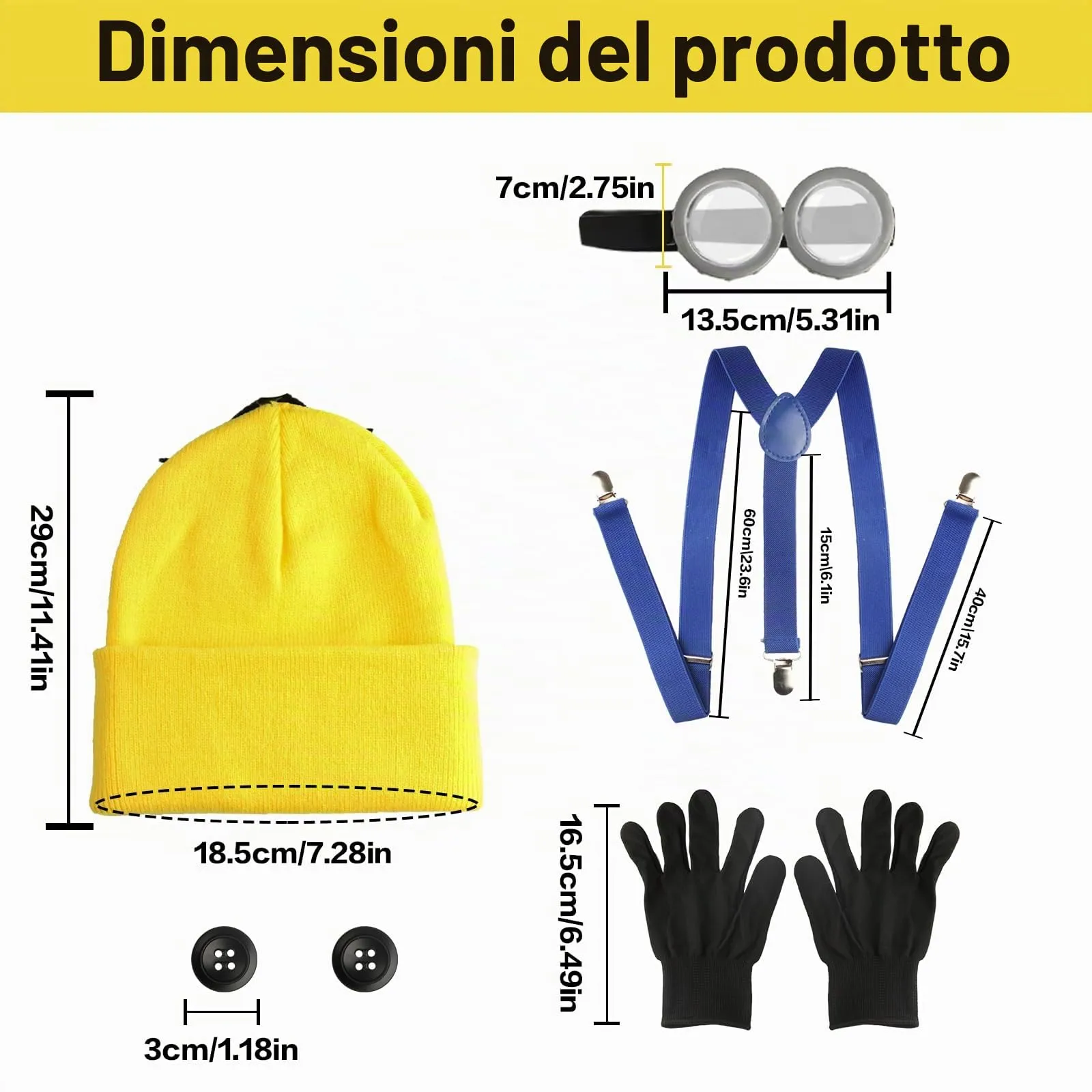 HexinYigjly Set di Costumi di Halloween da 7 Pezzi, Giallo, Taglia Unica - immagine 2