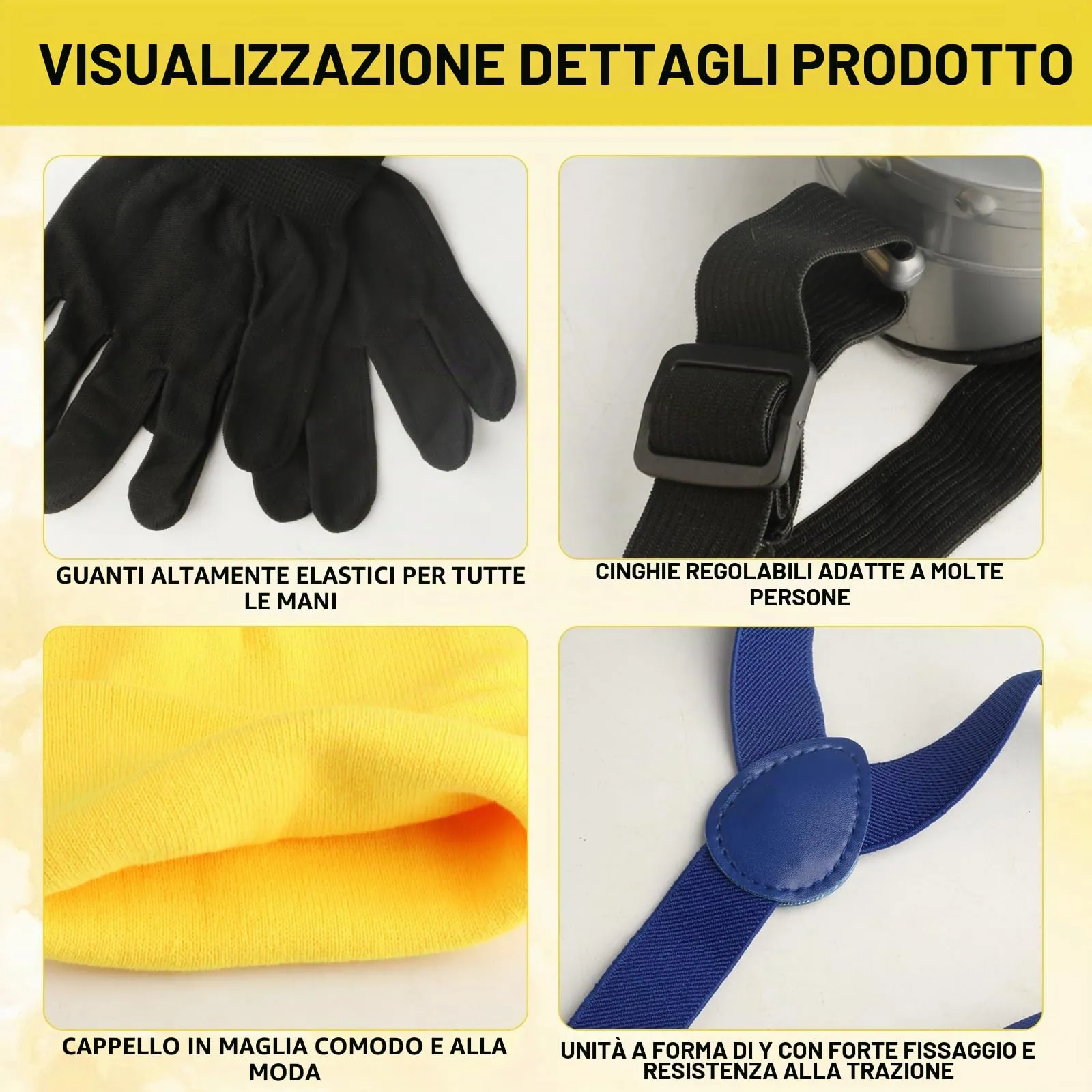 HexinYigjly Set di Costumi di Halloween da 7 Pezzi, Giallo, Taglia Unica - immagine 3