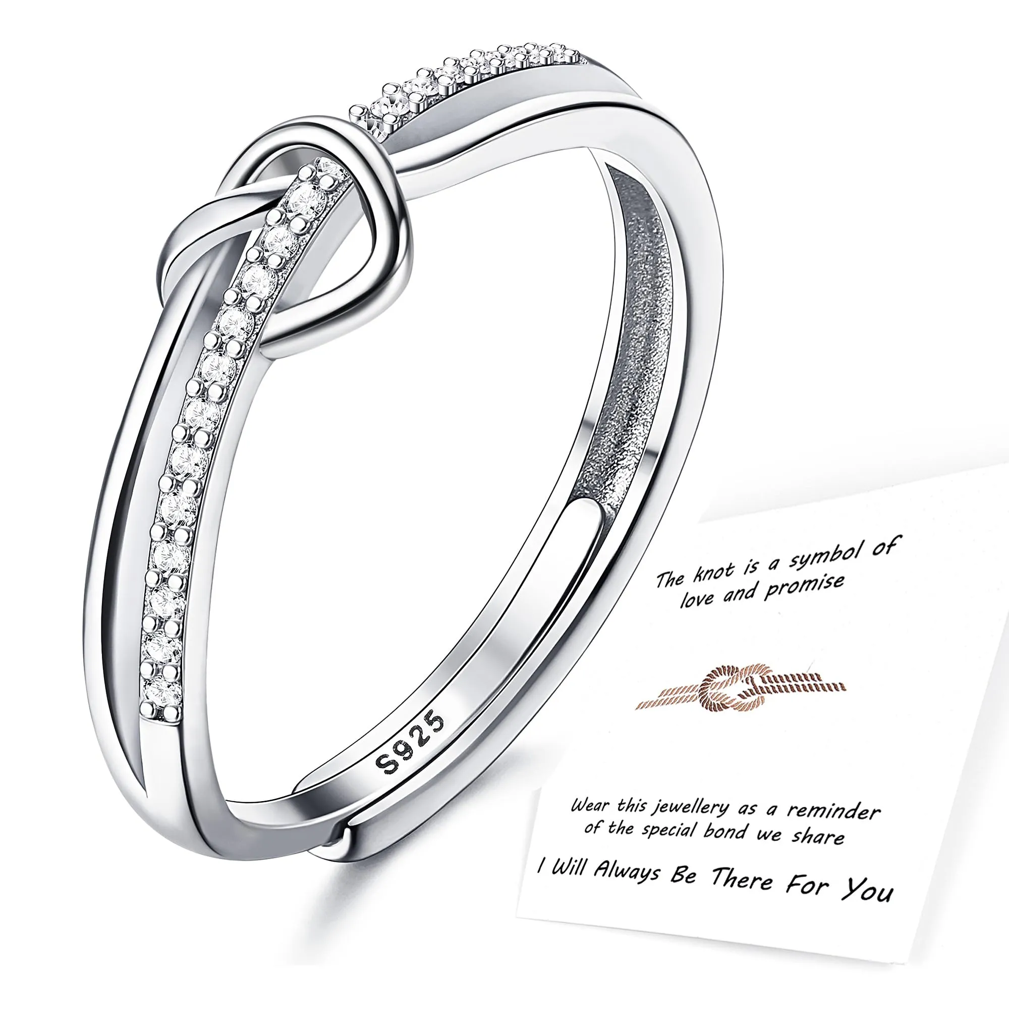 ADRAMATA Anello Regolabile Nodo d'Amore in Argento 925 per Donna - immagine 1