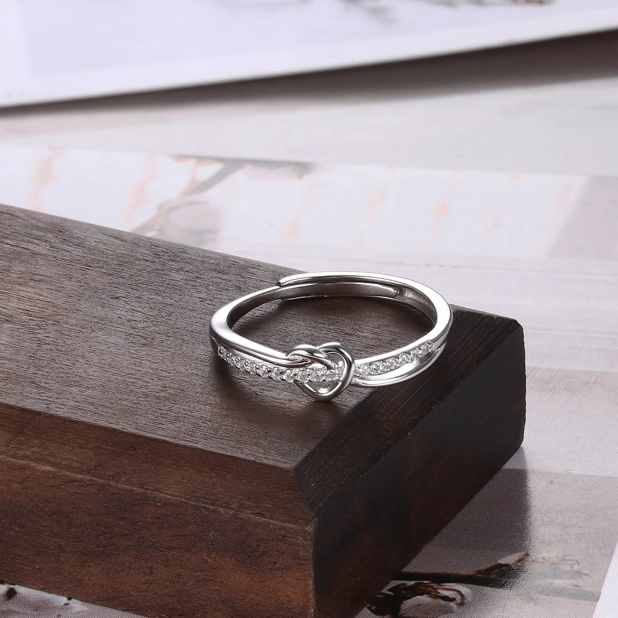 ADRAMATA Anello Regolabile Nodo d'Amore in Argento 925 per Donna - immagine 3
