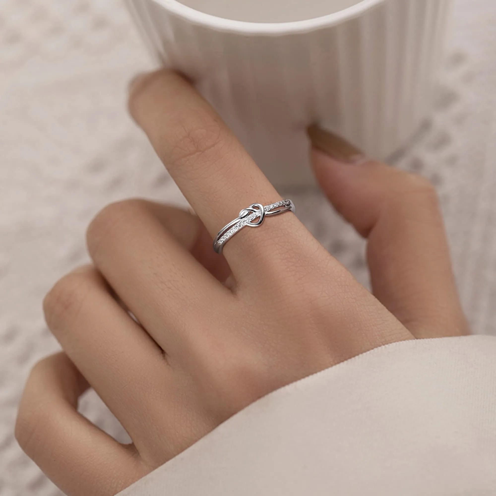 ADRAMATA Anello Regolabile Nodo d'Amore in Argento 925 per Donna - immagine 5