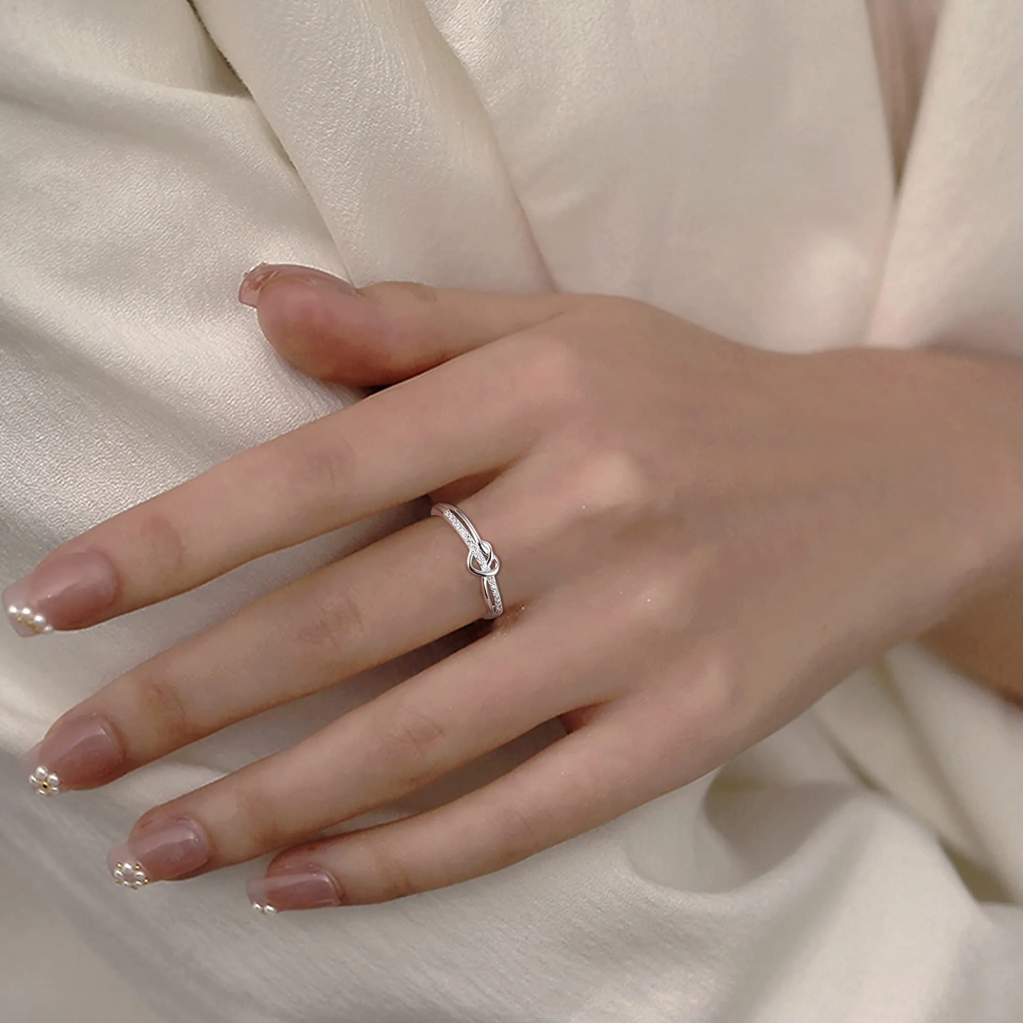 ADRAMATA Anello Regolabile Nodo d'Amore in Argento 925 per Donna - immagine 6
