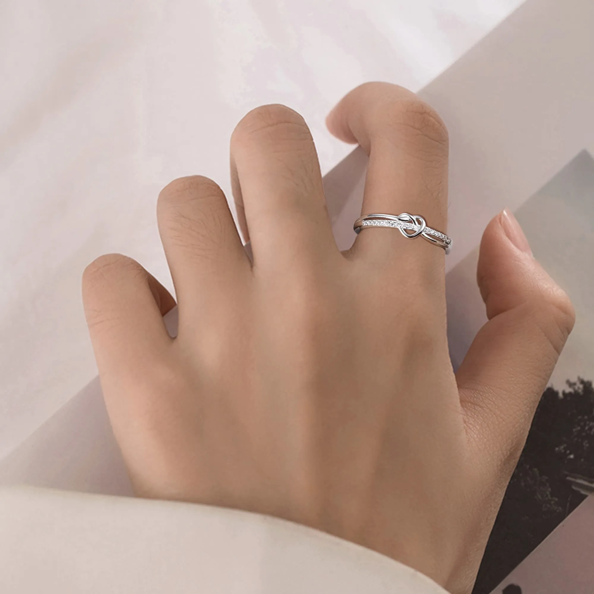 ADRAMATA Anello Regolabile Nodo d'Amore in Argento 925 per Donna - immagine 7