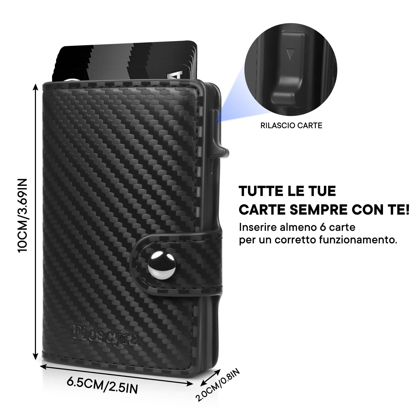 Fioscyra Portafoglio Slim in Fibra di Carbonio con Protezione RFID e Tasca Portamonete con Cerniera - immagine 2