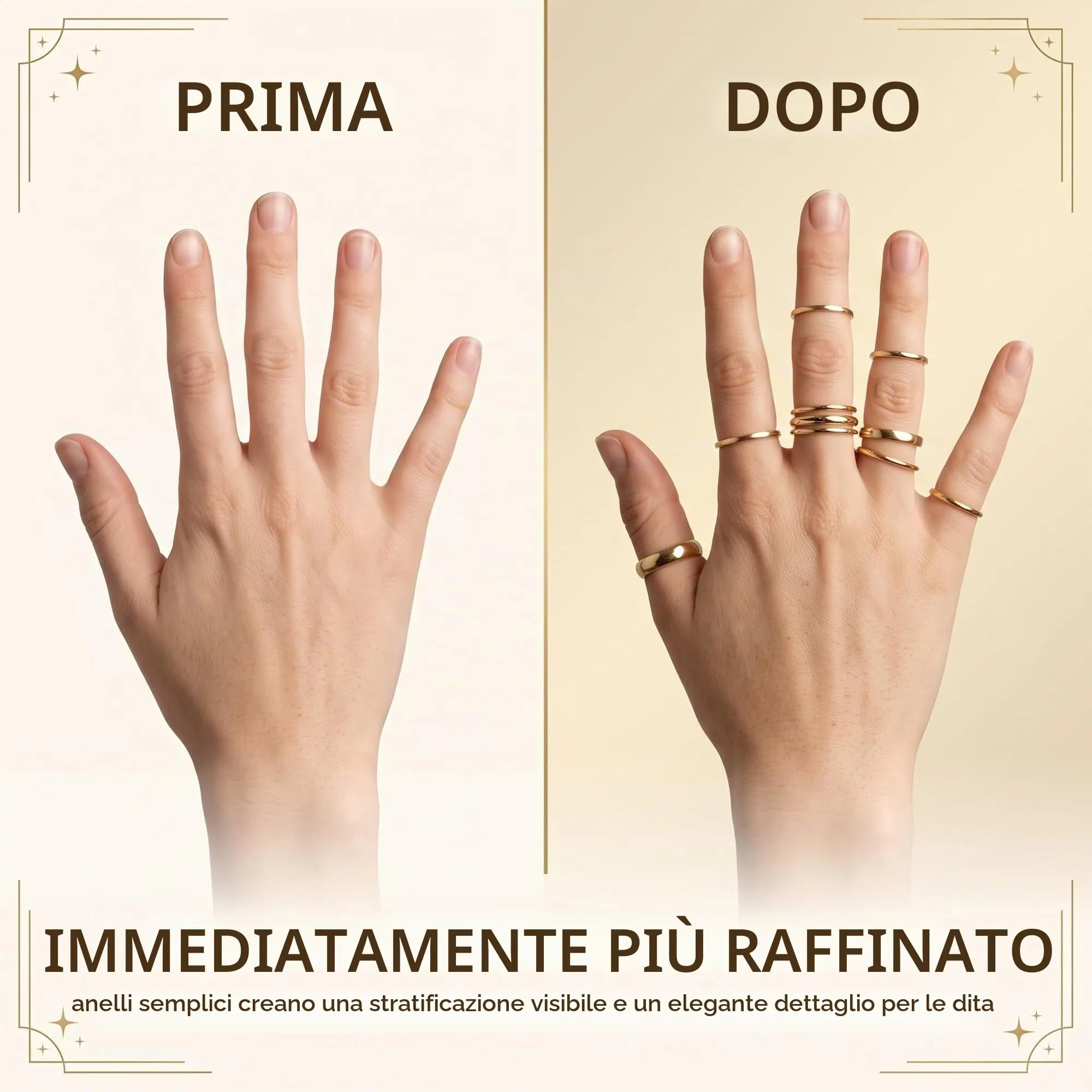 DBCEJF Set 12 Anelli Donna in Acciaio Inossidabile Oro, Fedine Sottili 1mm e 2mm Impilabili, Taglie 5-10 - immagine 6