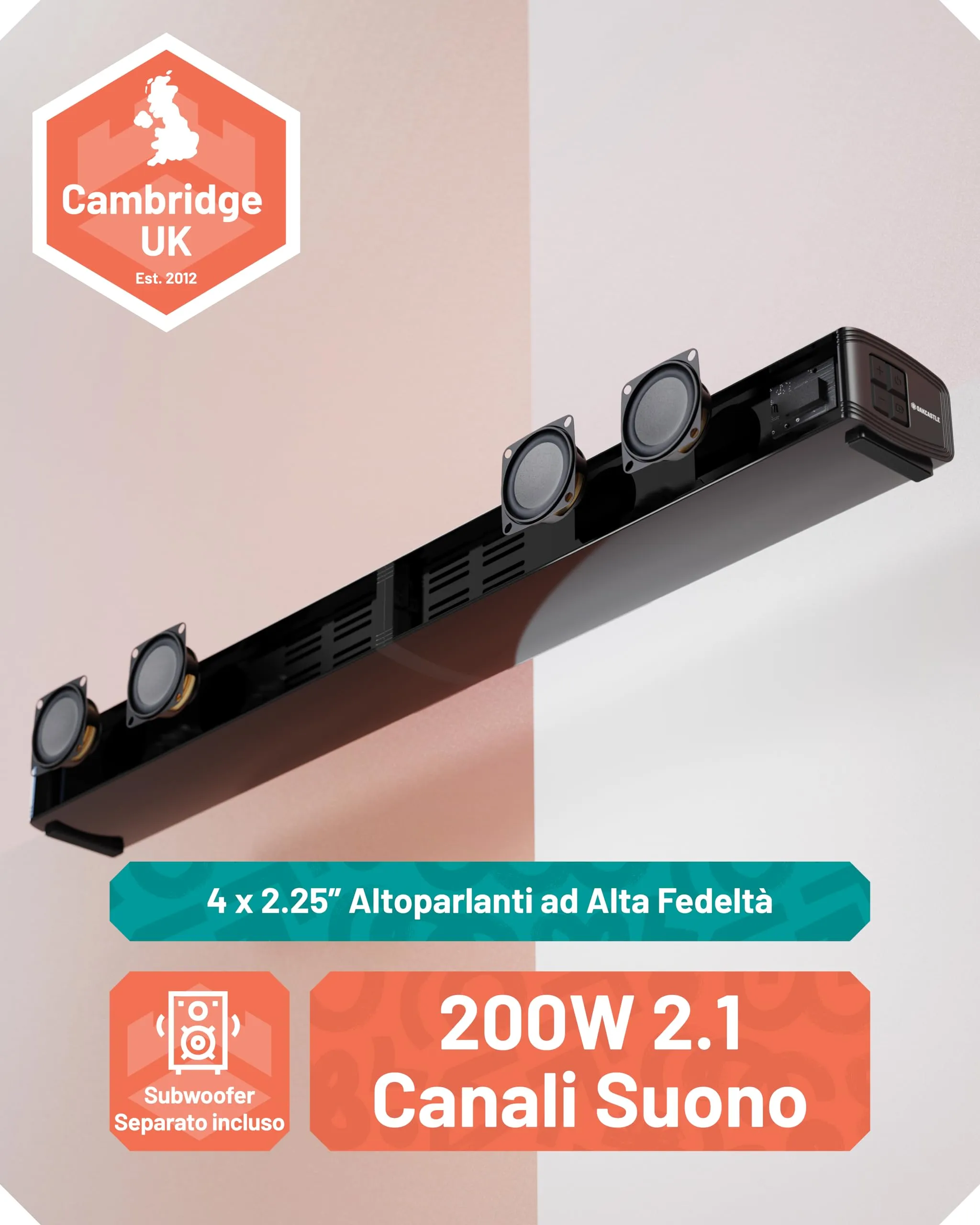 Oakcastle SB80 Xtra 200W Home Theater Soundbar with Bluetooth 5.3 - immagine 2
