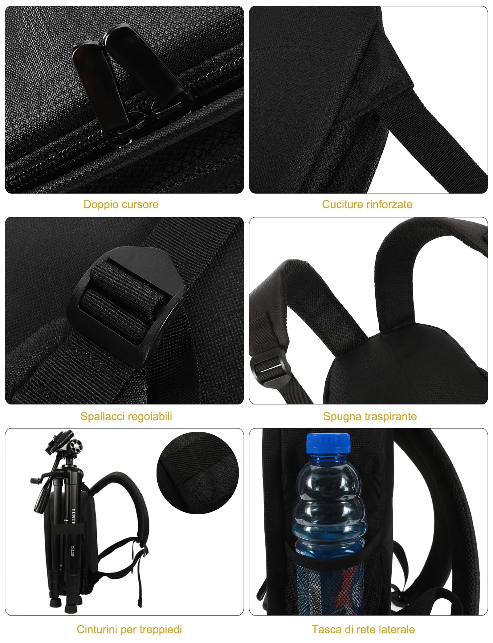 Kommodum Zaino Fotografico Professionale Impermeabile Antiurto km36, 33x24x14cm - immagine 6