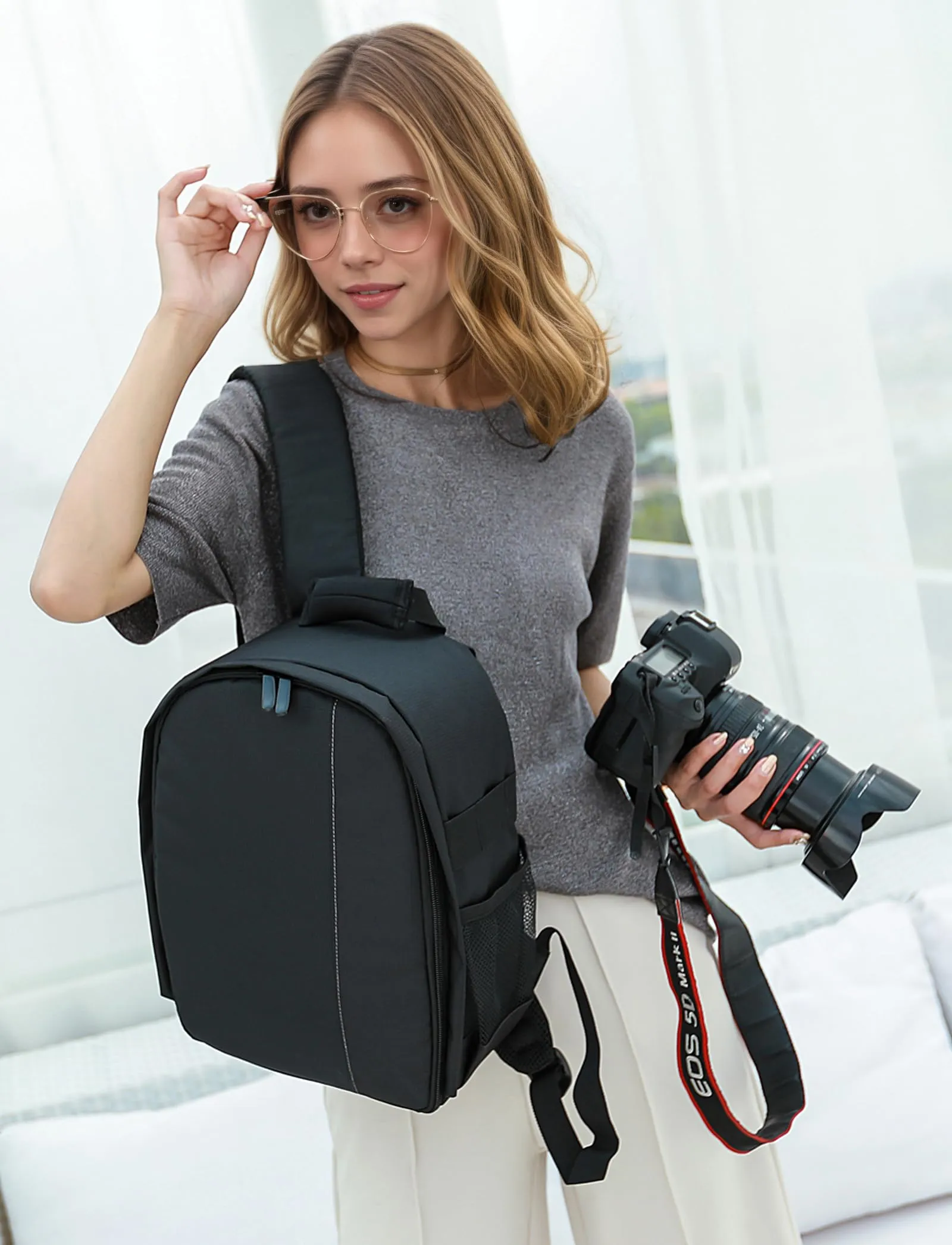 Kommodum Zaino Fotografico Professionale Impermeabile Antiurto km36, 33x24x14cm - immagine 7
