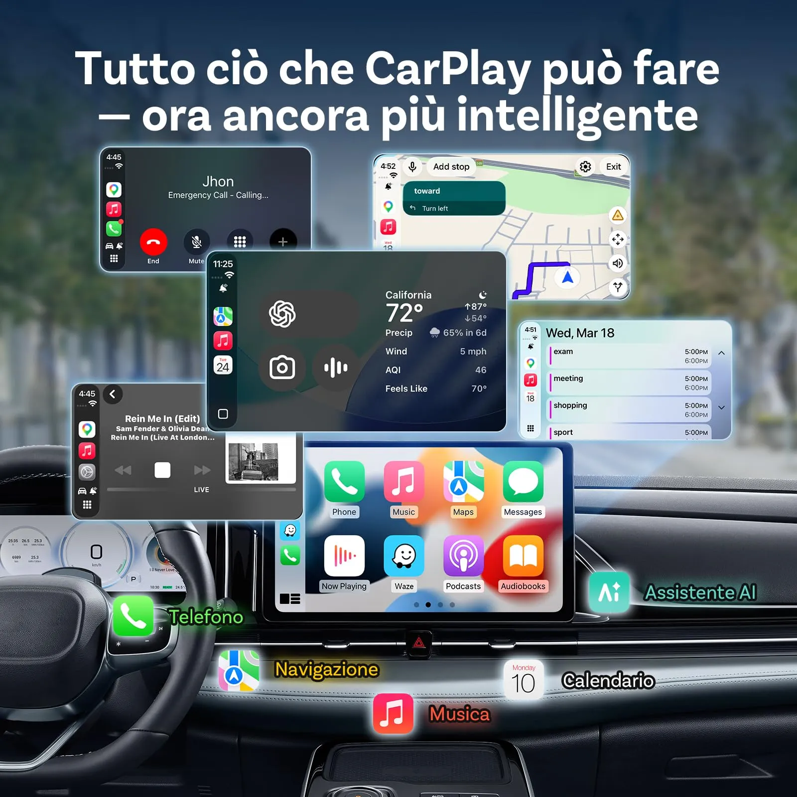 Ottocast Mini 3.0 Slim 2026 Adattatore Wireless per CarPlay e Android Auto, Nero - immagine 3